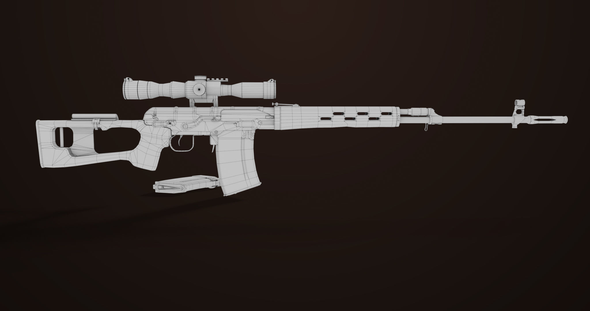 Sniper Rifle 01 Wood Rig All PBR Unity Ue Textures Low-poly 3D model_33