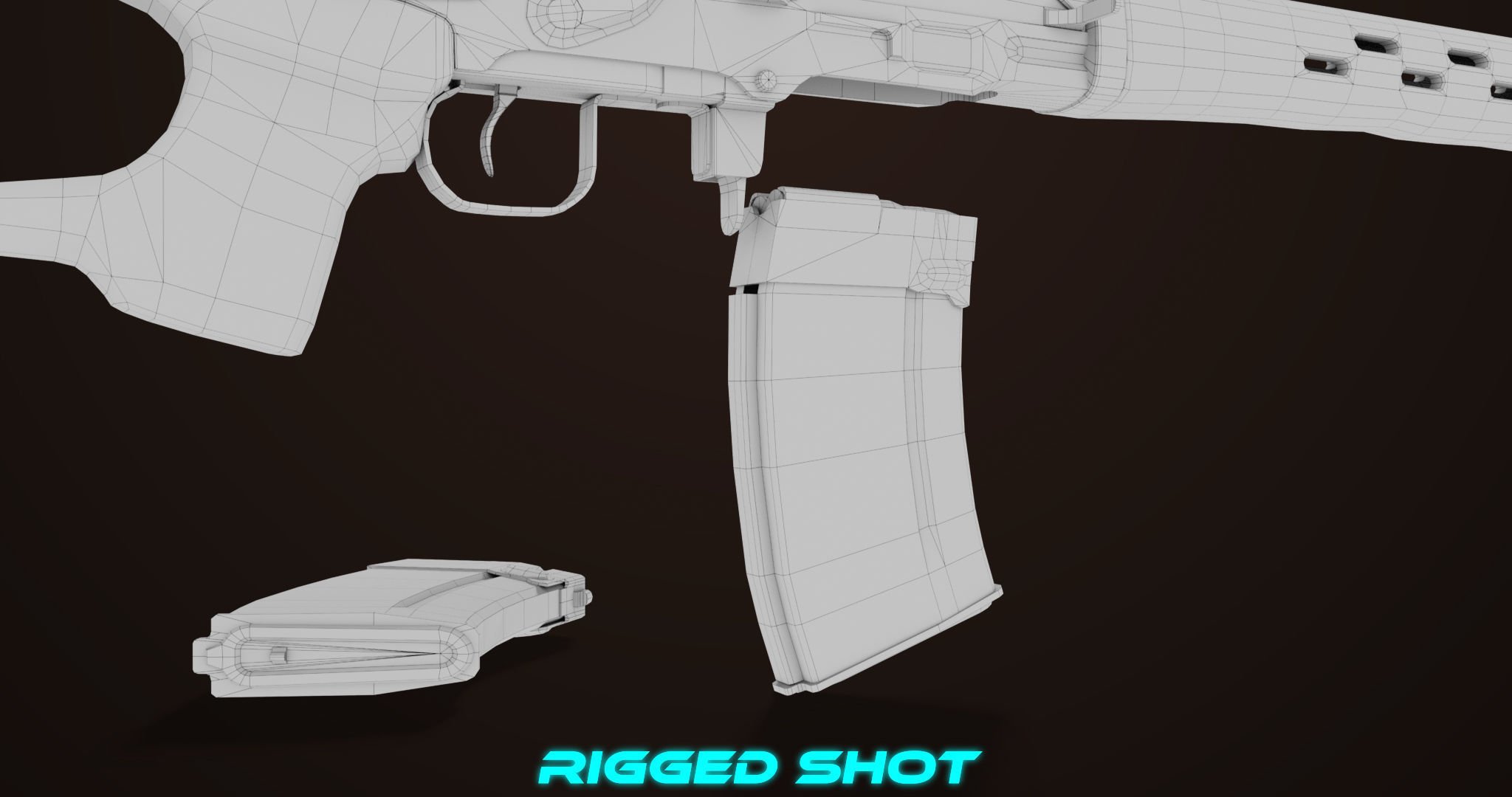 Sniper Rifle 01 Wood Rig All PBR Unity Ue Textures Low-poly 3D model_47