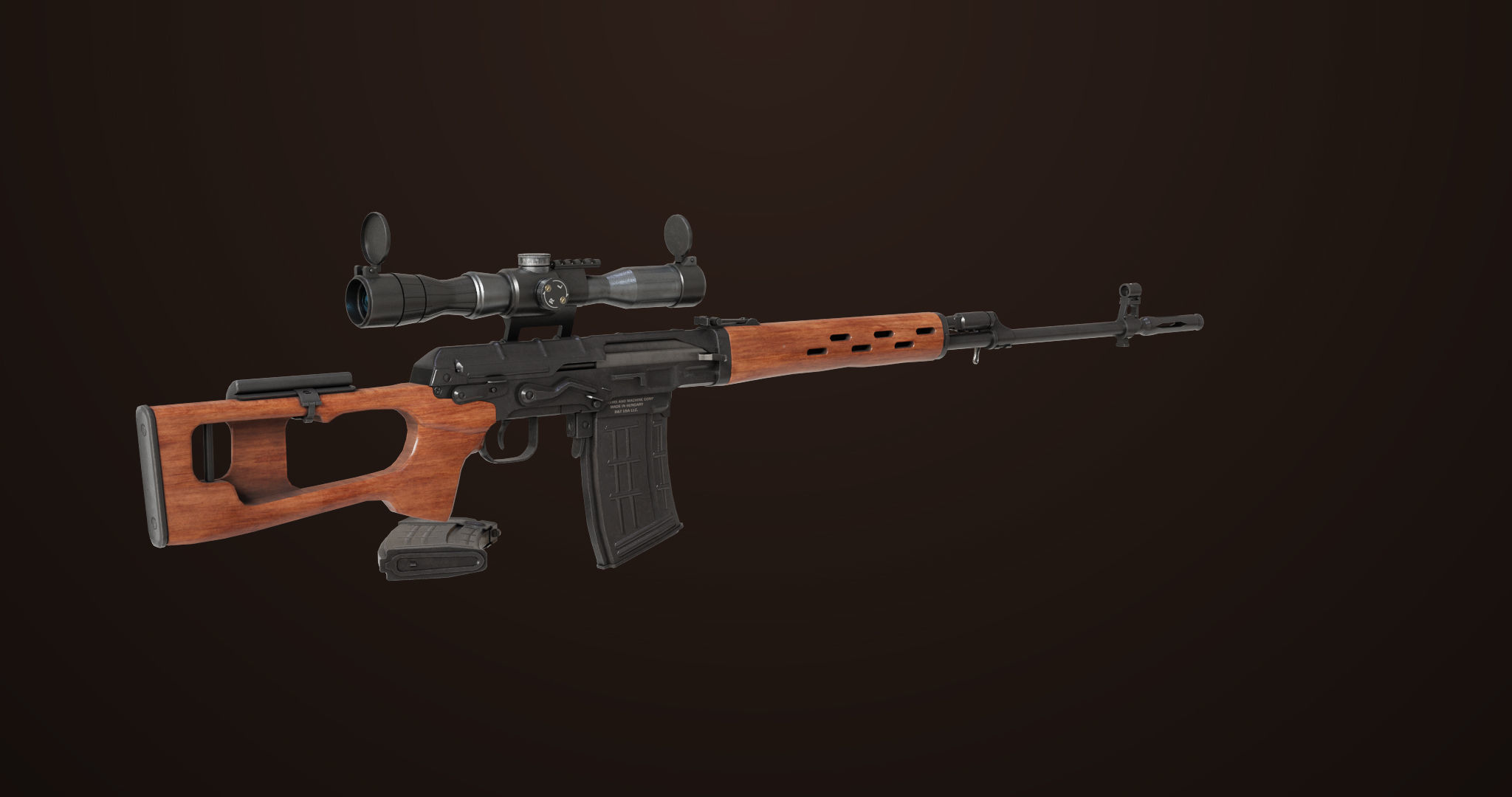 Sniper Rifle 01 Wood Rig All PBR Unity Ue Textures Low-poly 3D model_9