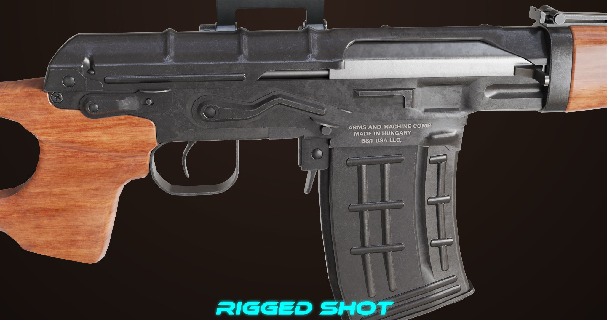 Sniper Rifle 01 Wood Rig All PBR Unity Ue Textures Low-poly 3D model_18