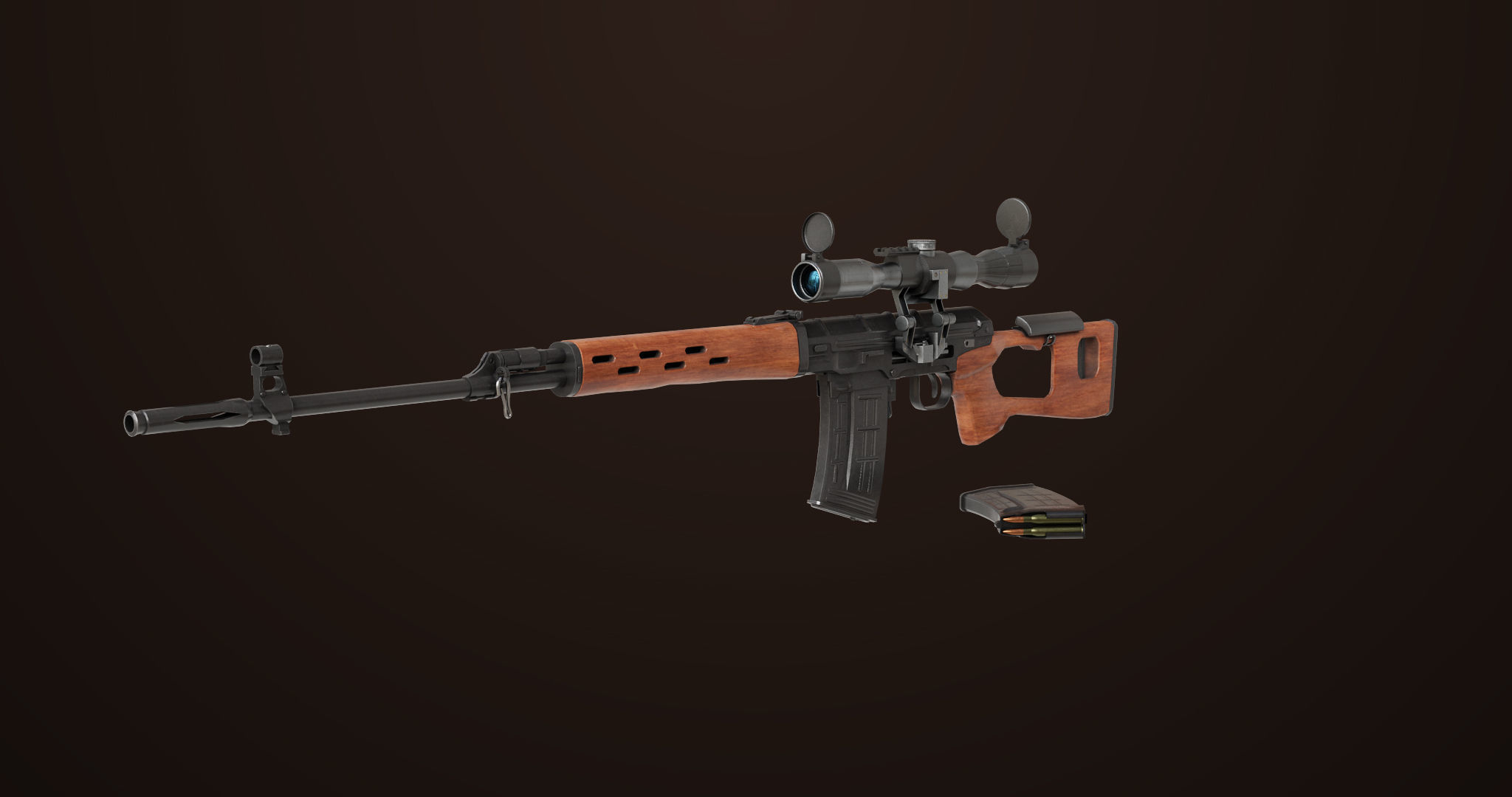 Sniper Rifle 01 Wood Rig All PBR Unity Ue Textures Low-poly 3D model_6