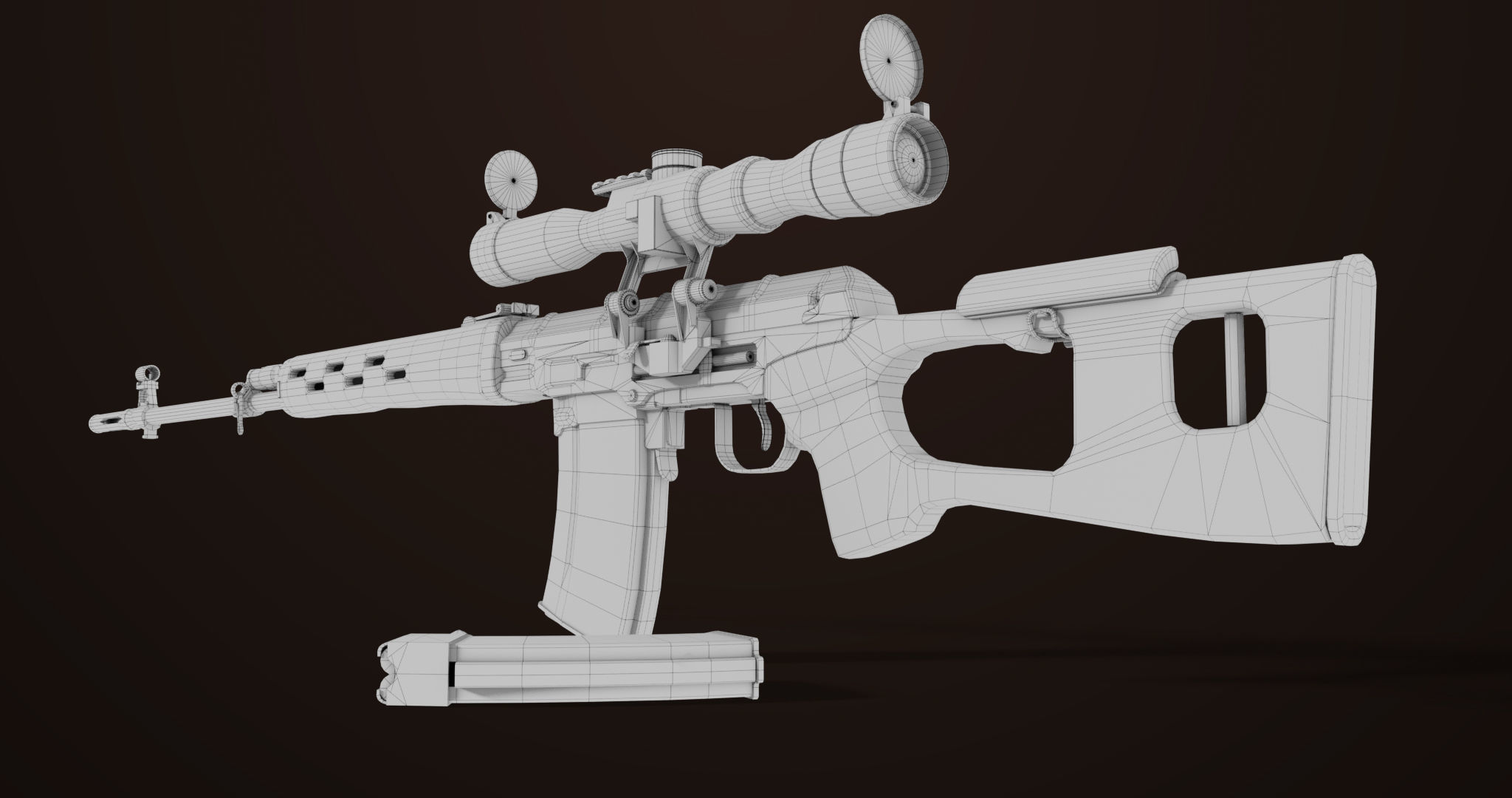 Sniper Rifle 01 Wood Rig All PBR Unity Ue Textures Low-poly 3D model_30