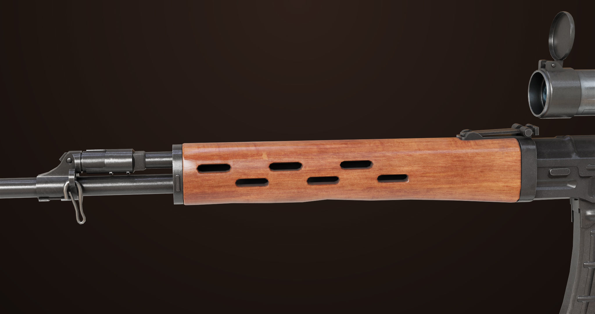 Sniper Rifle 01 Wood Rig All PBR Unity Ue Textures Low-poly 3D model_12