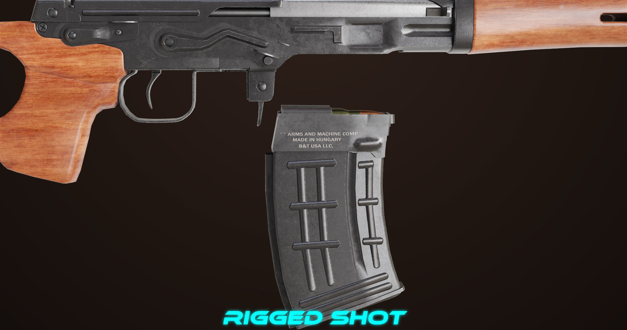 Sniper Rifle 01 Wood Rig All PBR Unity Ue Textures Low-poly 3D model_25