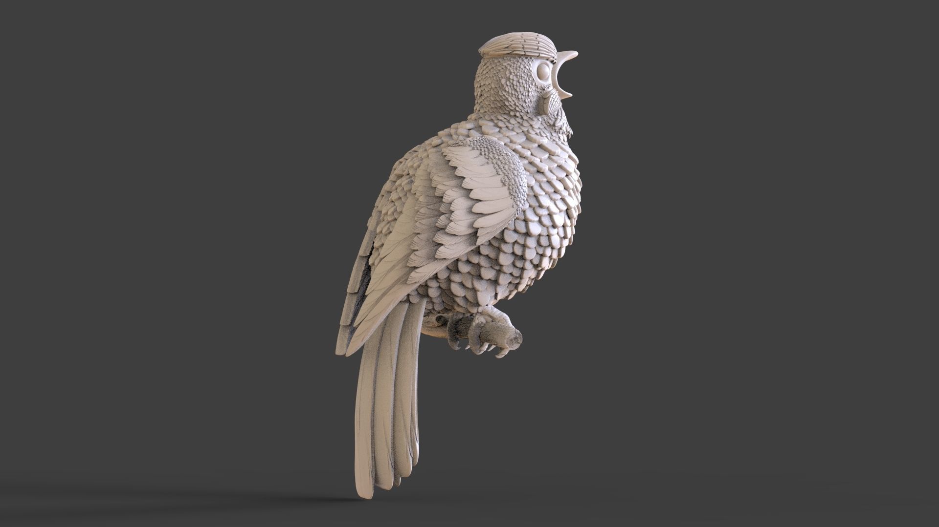 Bird on a branch 3D print model_11