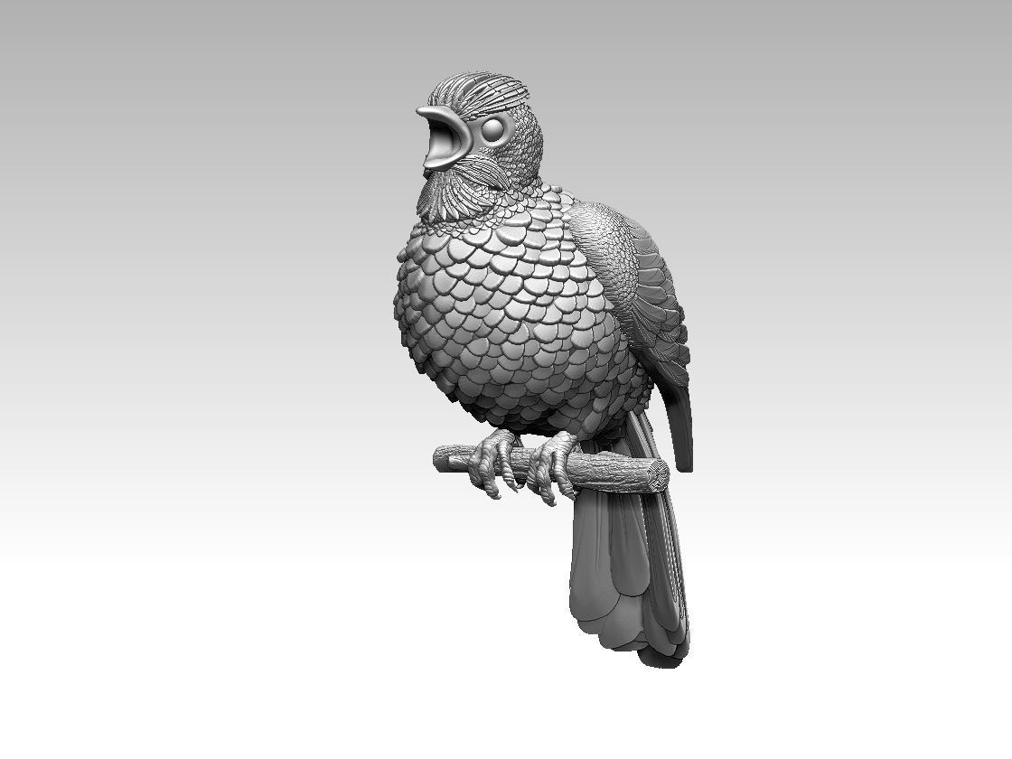 Bird on a branch 3D print model_2