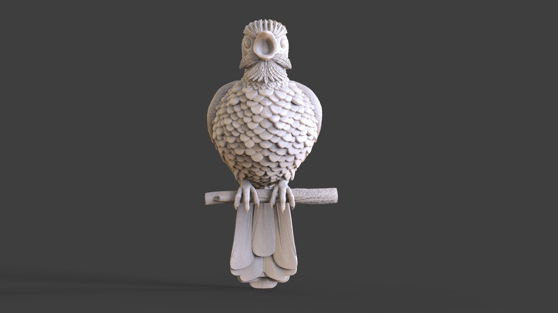 Bird on a branch 3D print model_12