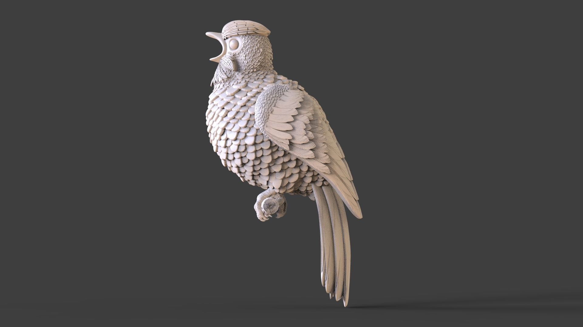 Bird on a branch 3D print model_9