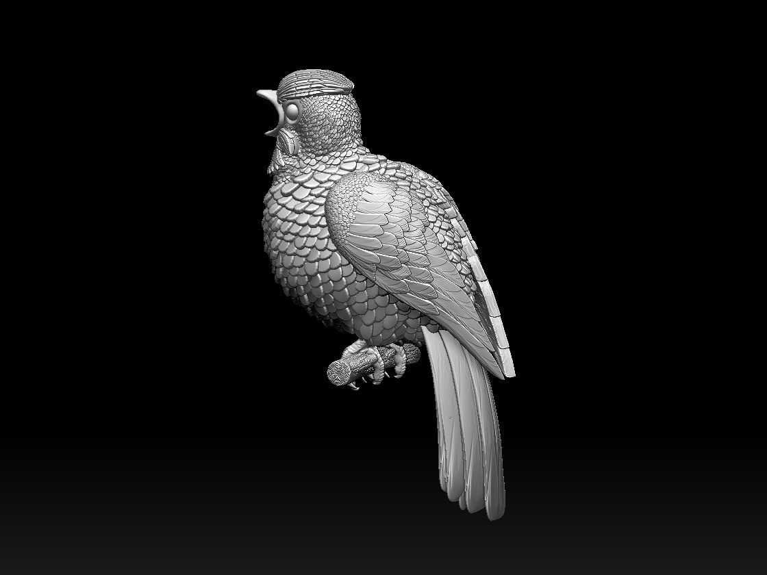 Bird on a branch 3D print model_7
