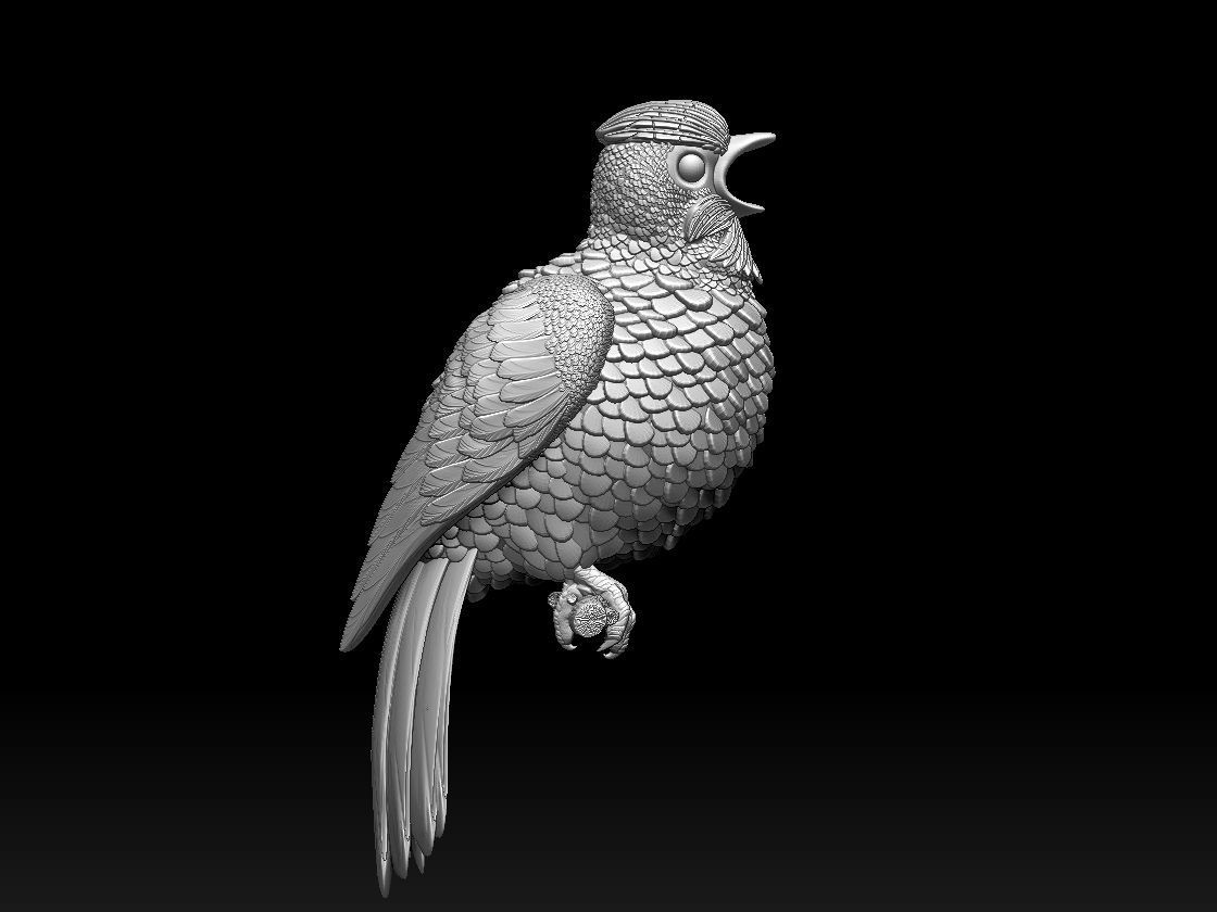 Bird on a branch 3D print model_23