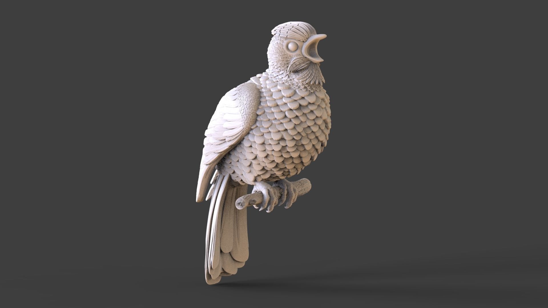 Bird on a branch 3D print model_8