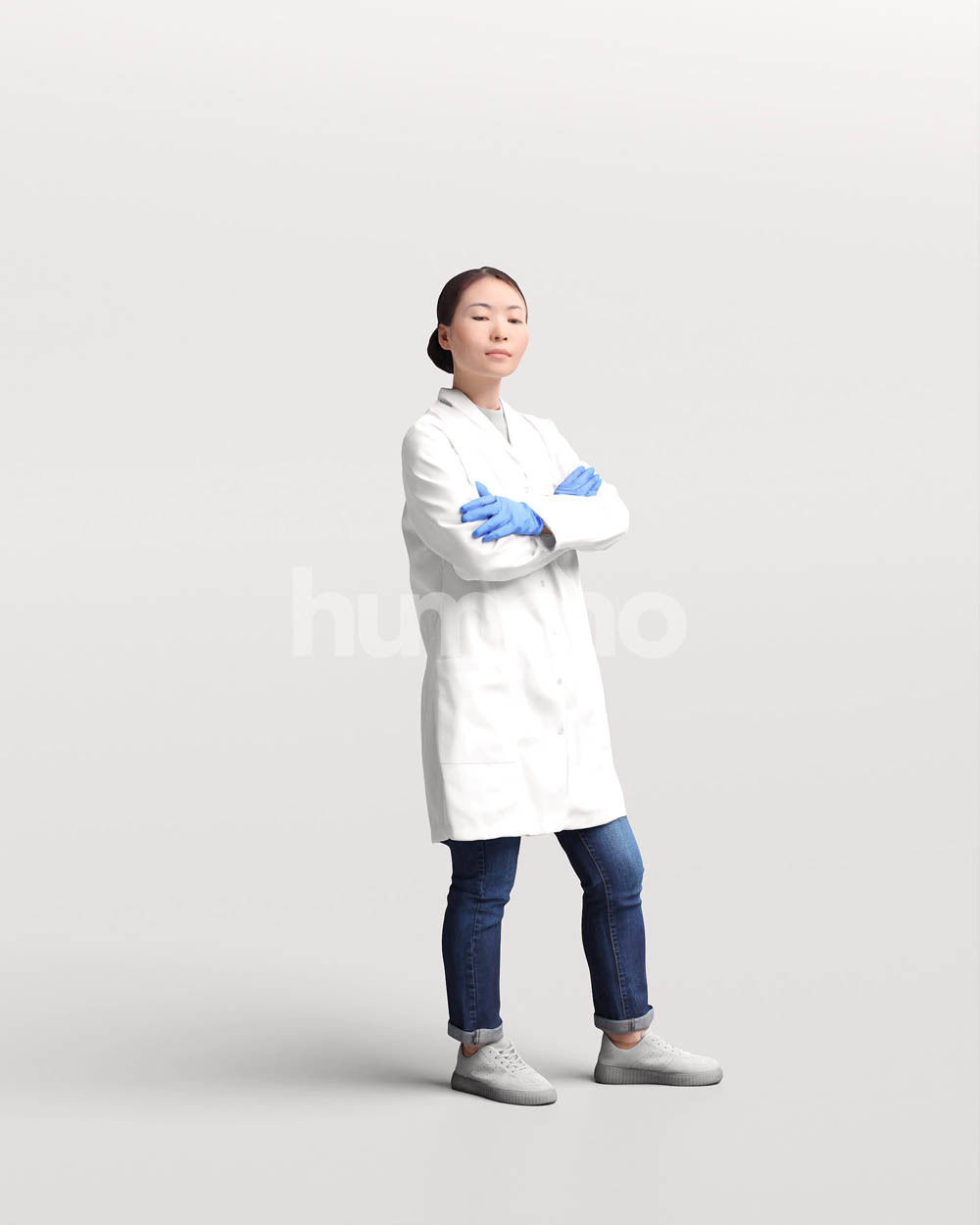 Humano scientist woman in lab coat standing - 083-5370 3D model_10