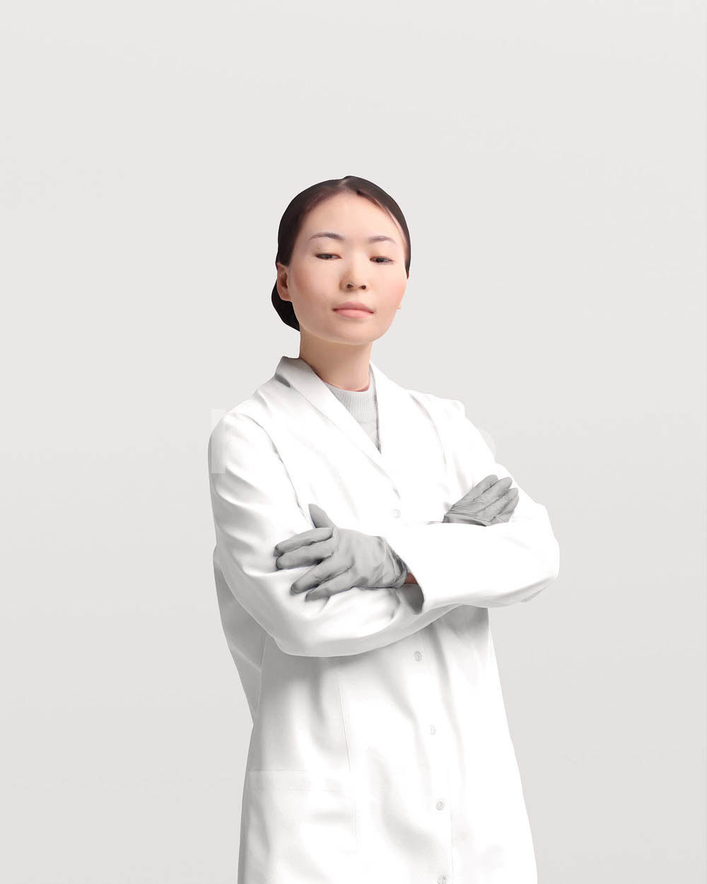 Humano scientist woman in lab coat standing - 083-5370 3D model_7