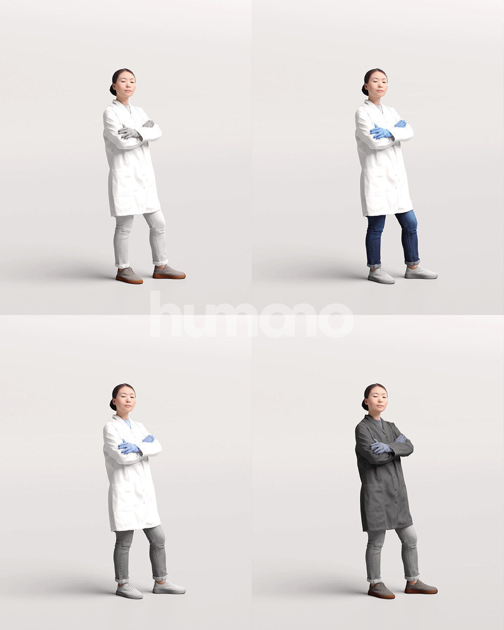 Humano scientist woman in lab coat standing - 083-5370 3D model_13
