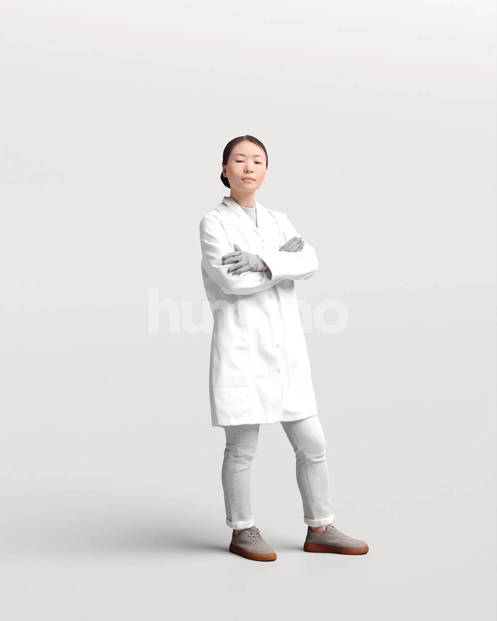 Humano scientist woman in lab coat standing - 083-5370 3D model_4
