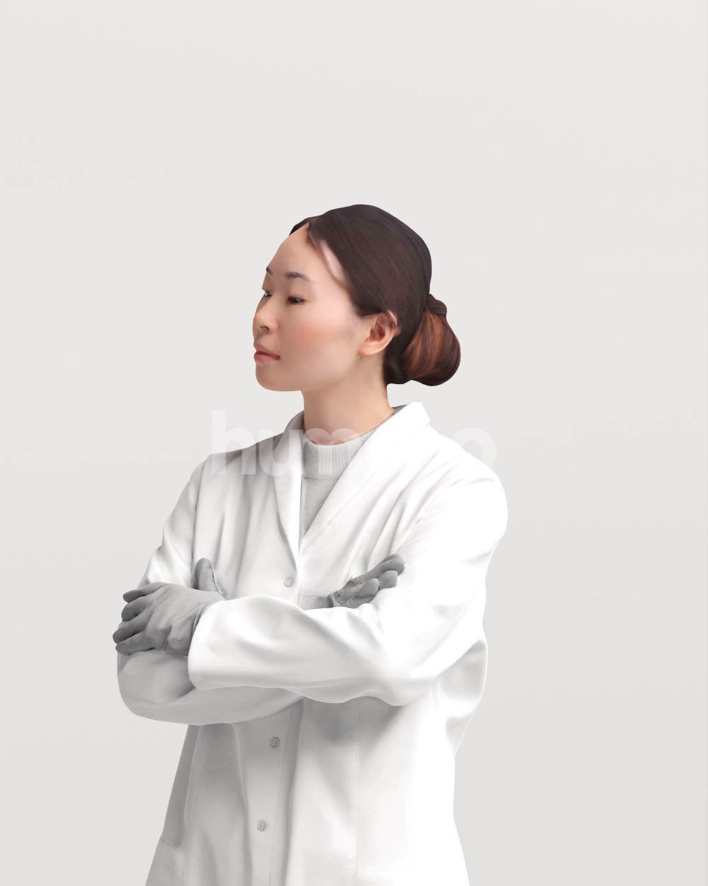 Humano scientist woman in lab coat standing - 083-5370 3D model_8