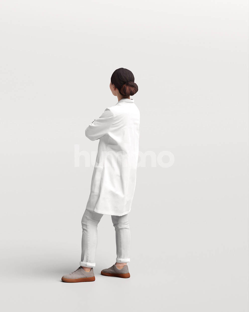 Humano scientist woman in lab coat standing - 083-5370 3D model_5