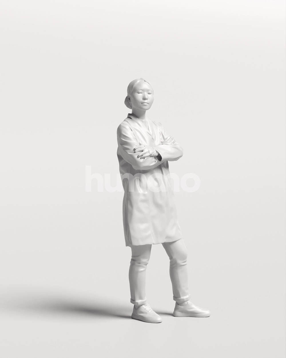 Humano scientist woman in lab coat standing - 083-5370 3D model_14