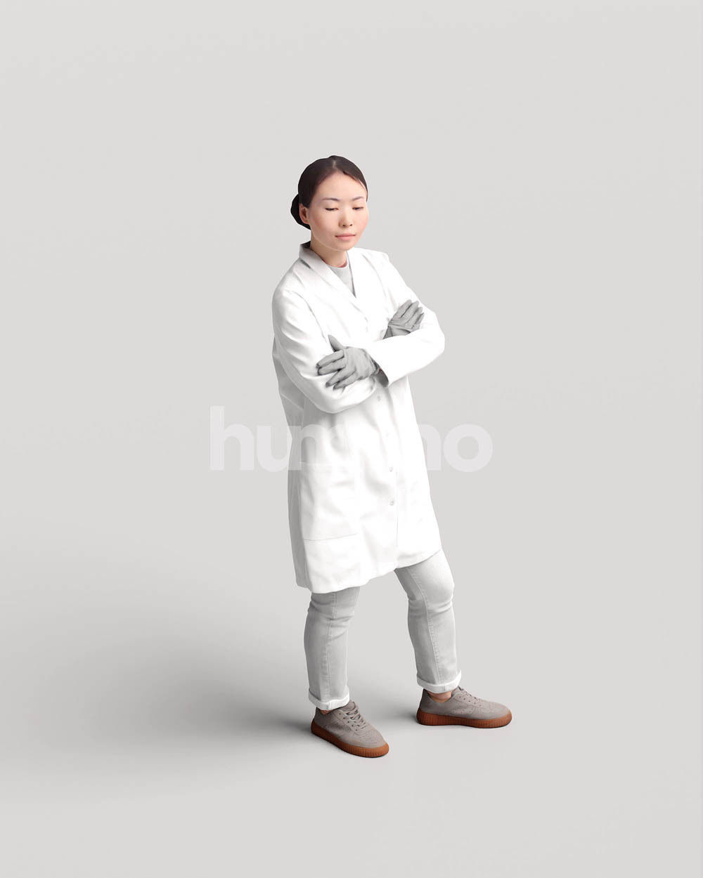 Humano scientist woman in lab coat standing - 083-5370 3D model_9
