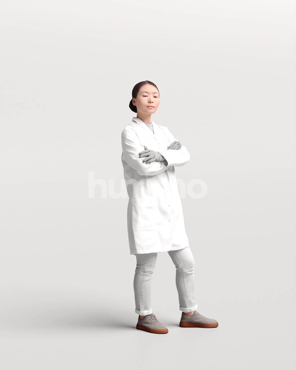 Humano scientist woman in lab coat standing - 083-5370 3D model_2