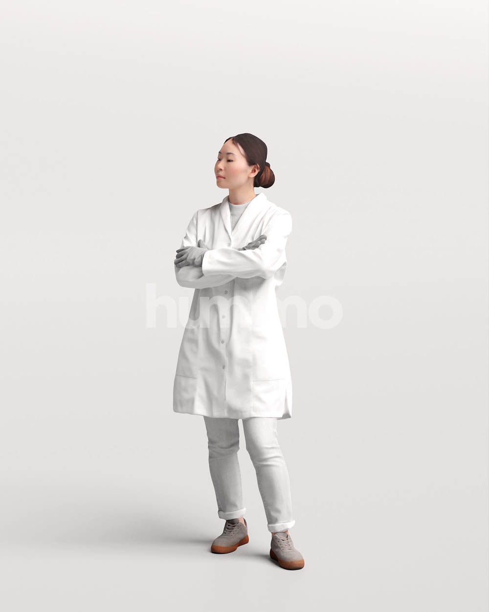 Humano scientist woman in lab coat standing - 083-5370 3D model_6