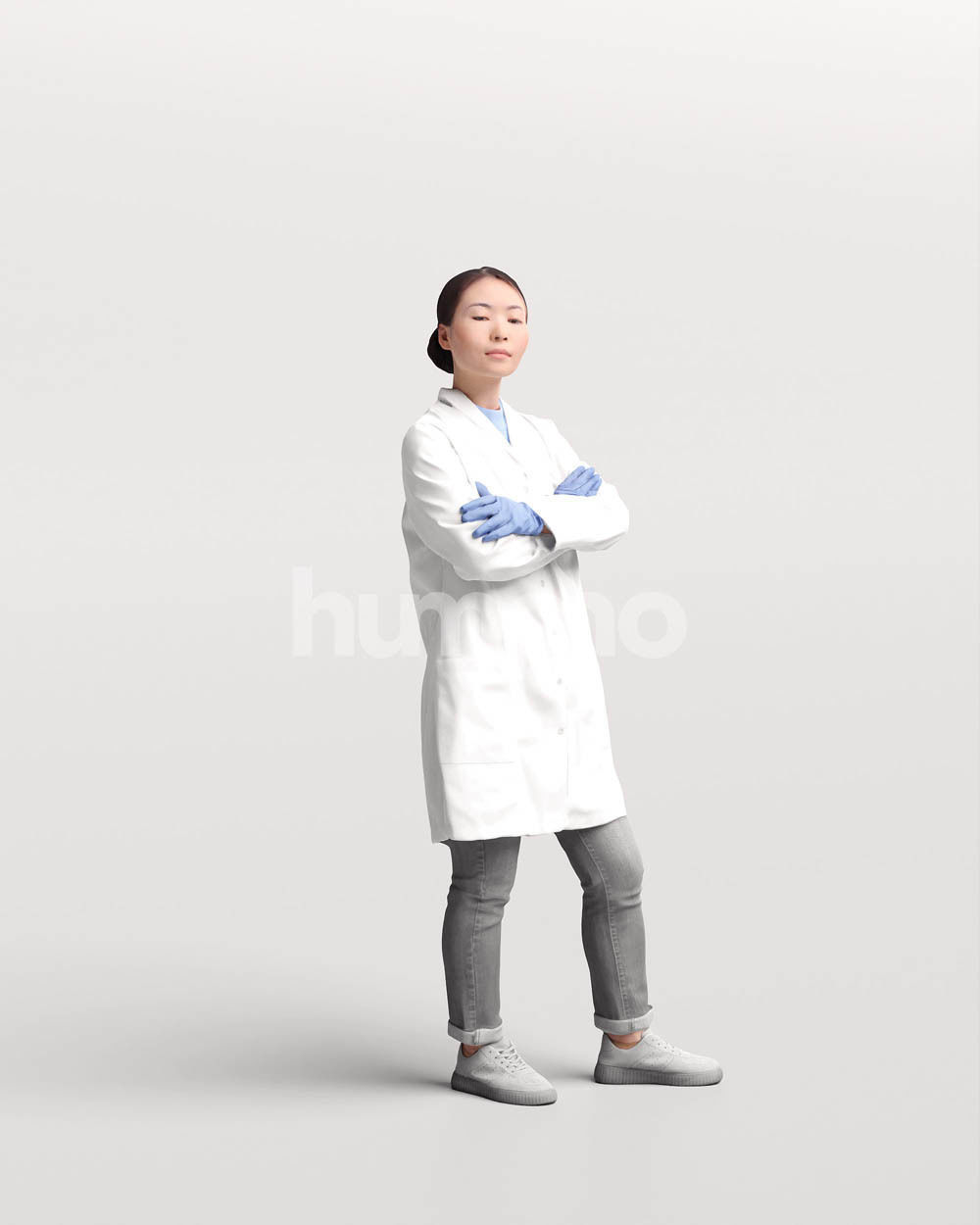 Humano scientist woman in lab coat standing - 083-5370 3D model_11