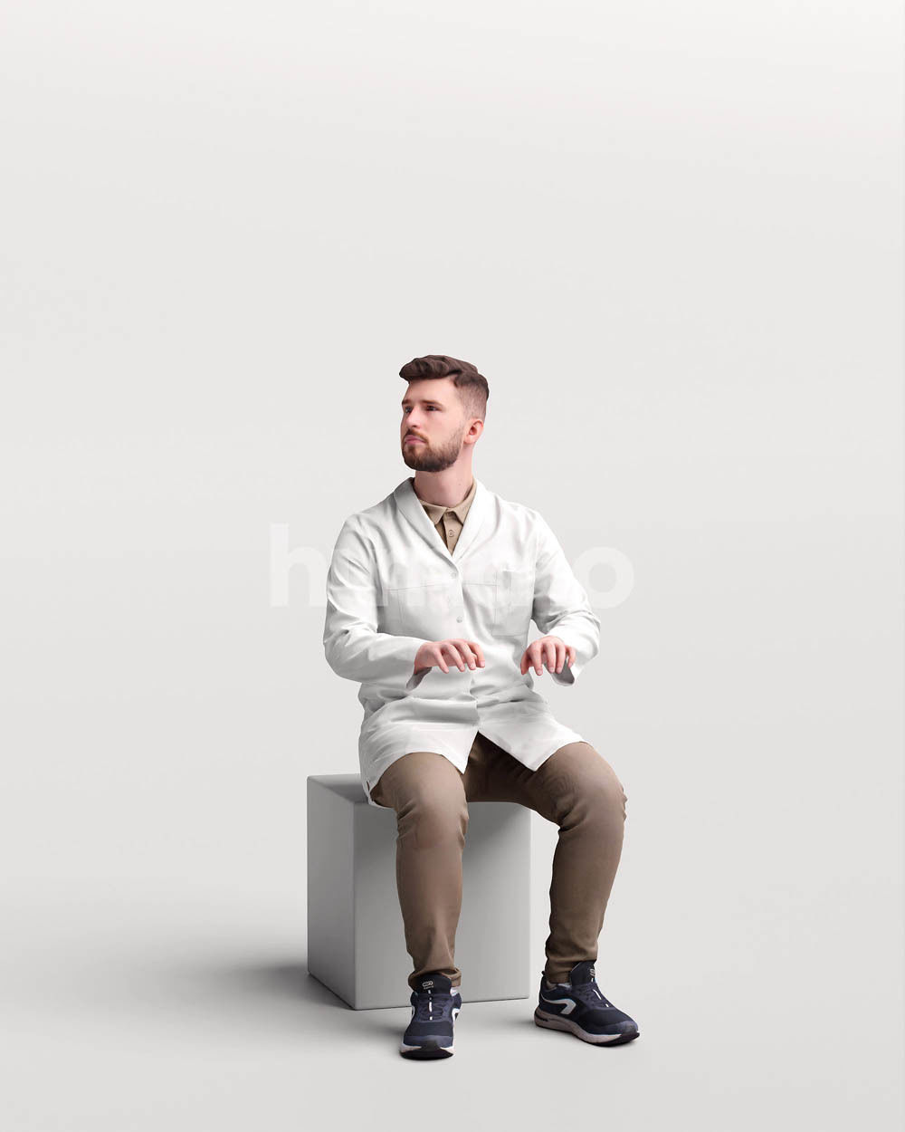 Humano scientist man working tapping in lab coat - 054-2455 3D model_11