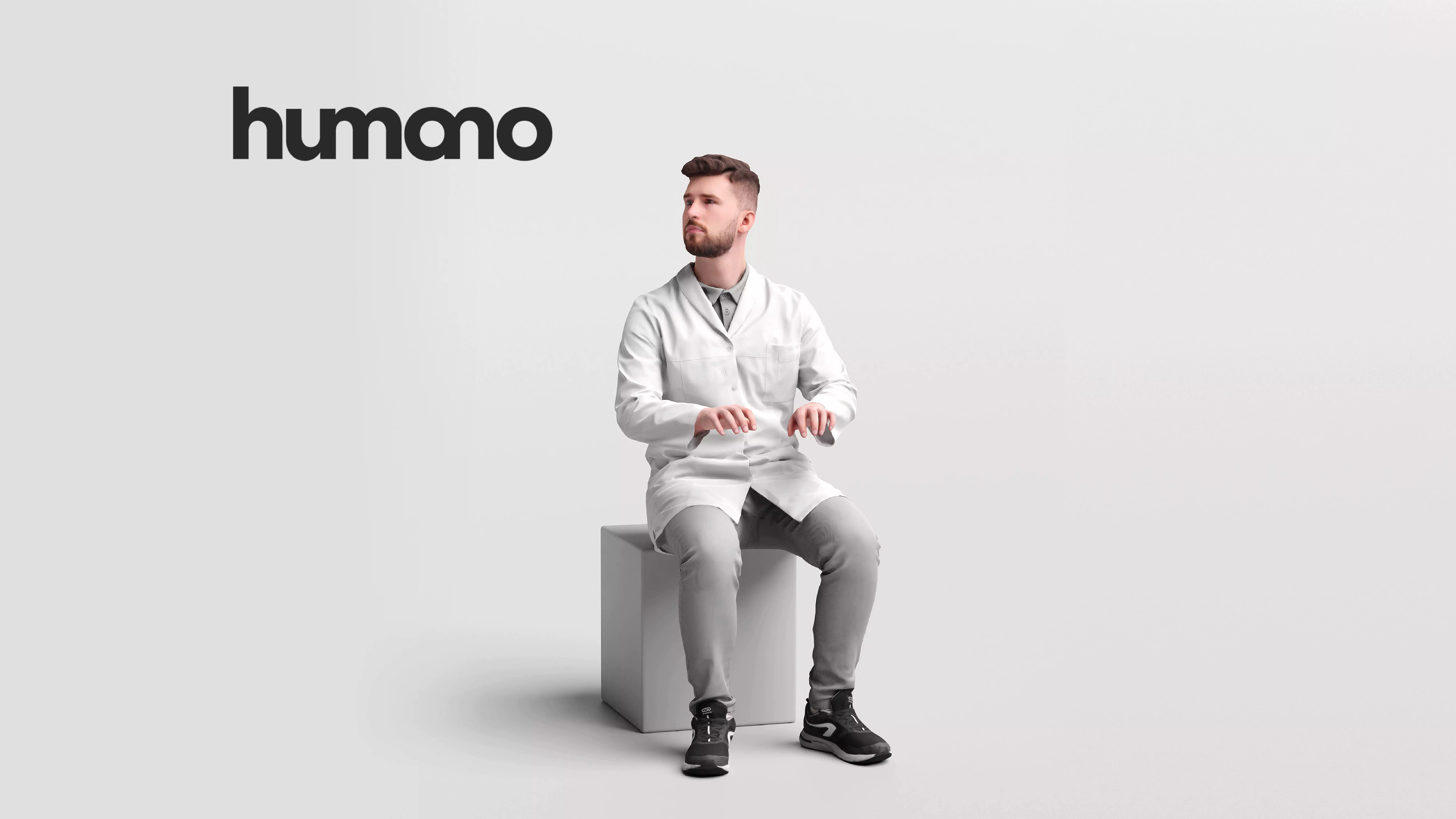 Humano scientist man working tapping in lab coat - 054-2455 3D model_0