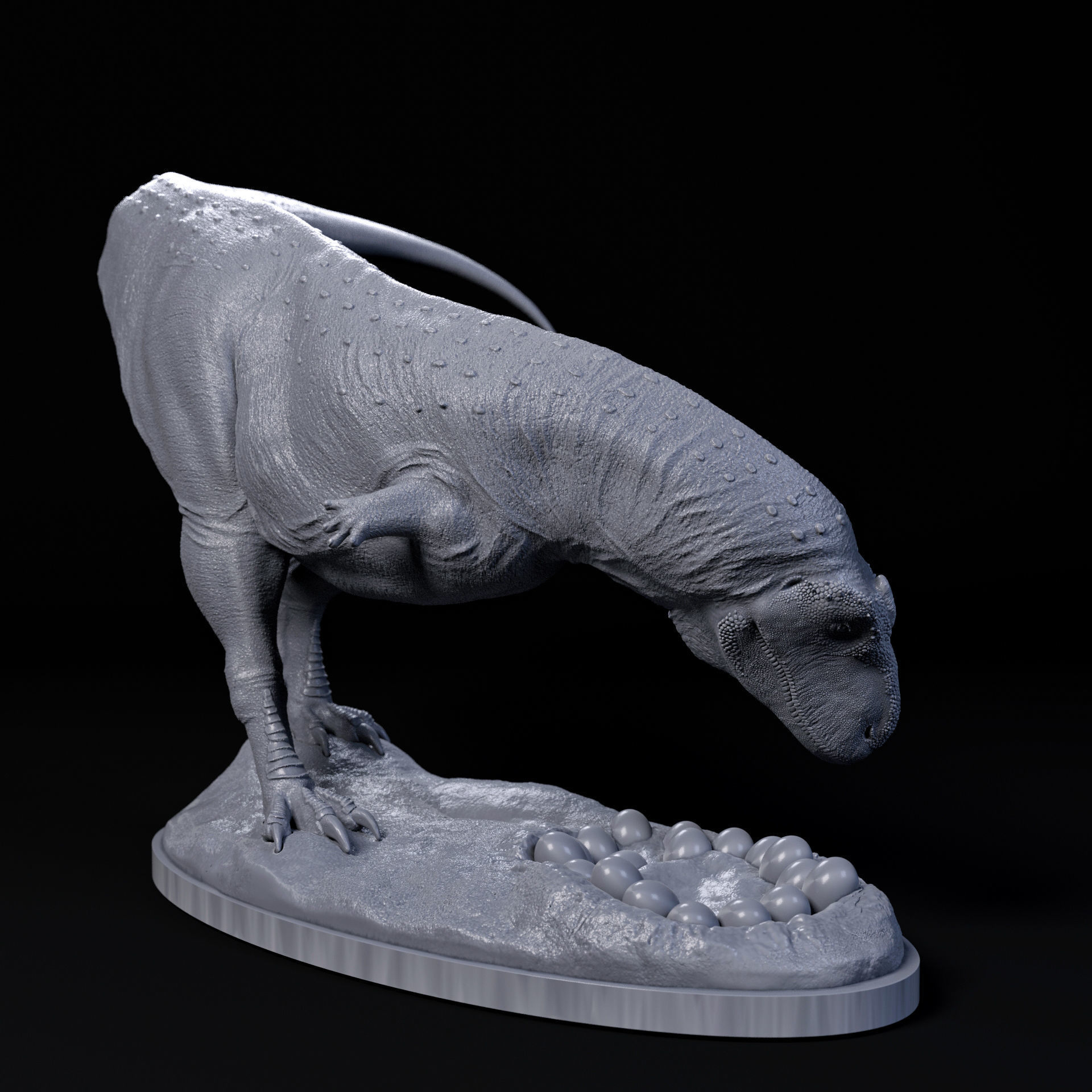 Rajasaurus mother with nest 1-35 scale pre-supported dinosaur 3D print model_3