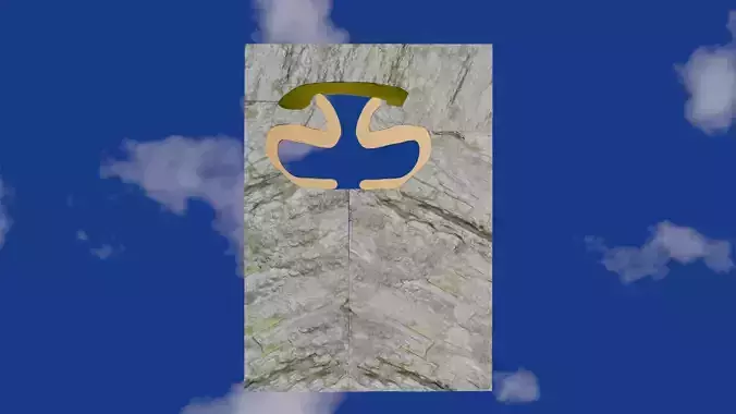 Stone wall with window in telephone shape