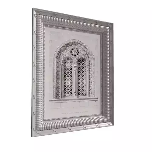 Classic muslim islamic wood frame window frame drawing 3D model