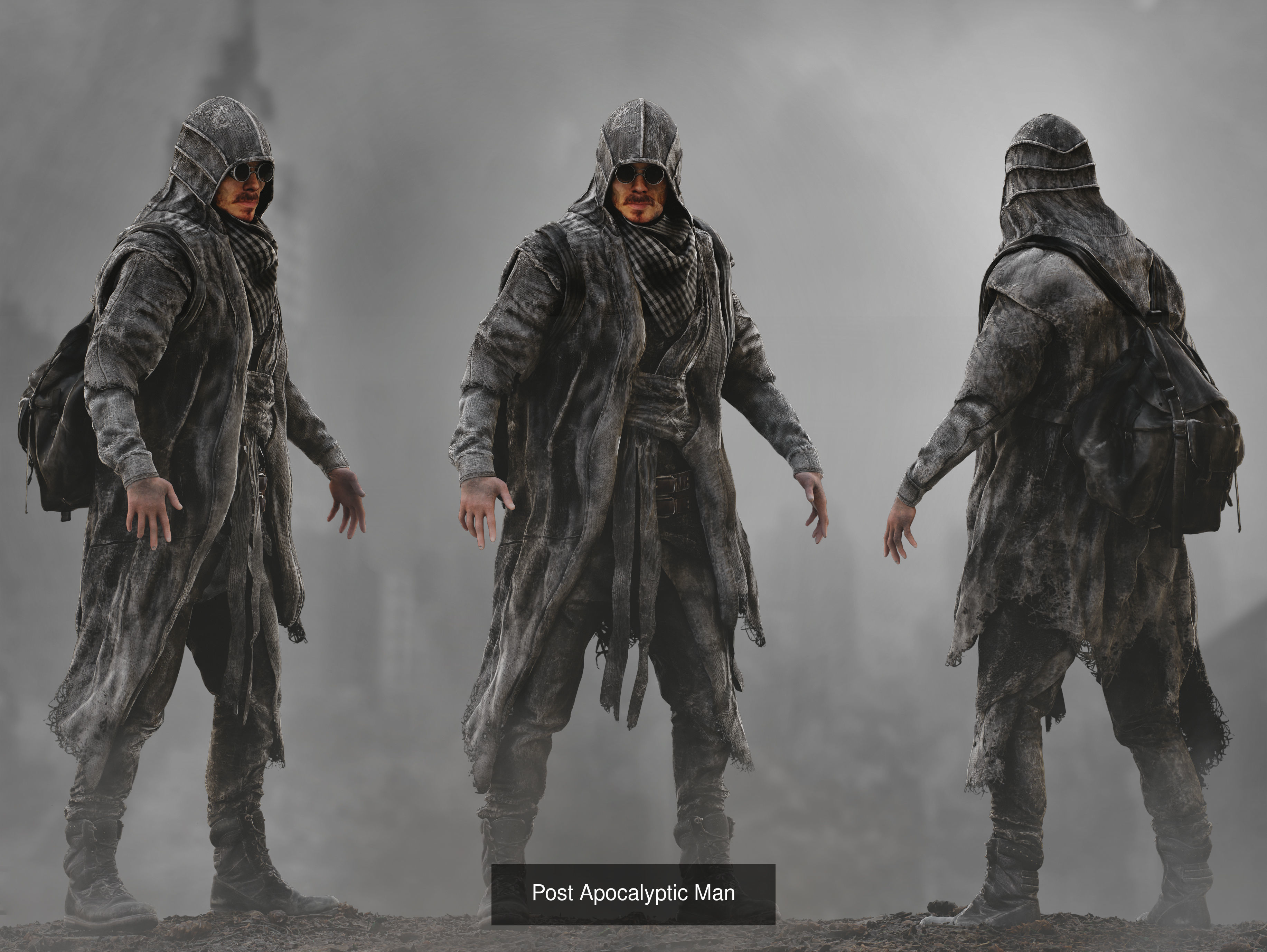 Post Apocalyptic Characters pack 3D Model Collection_5