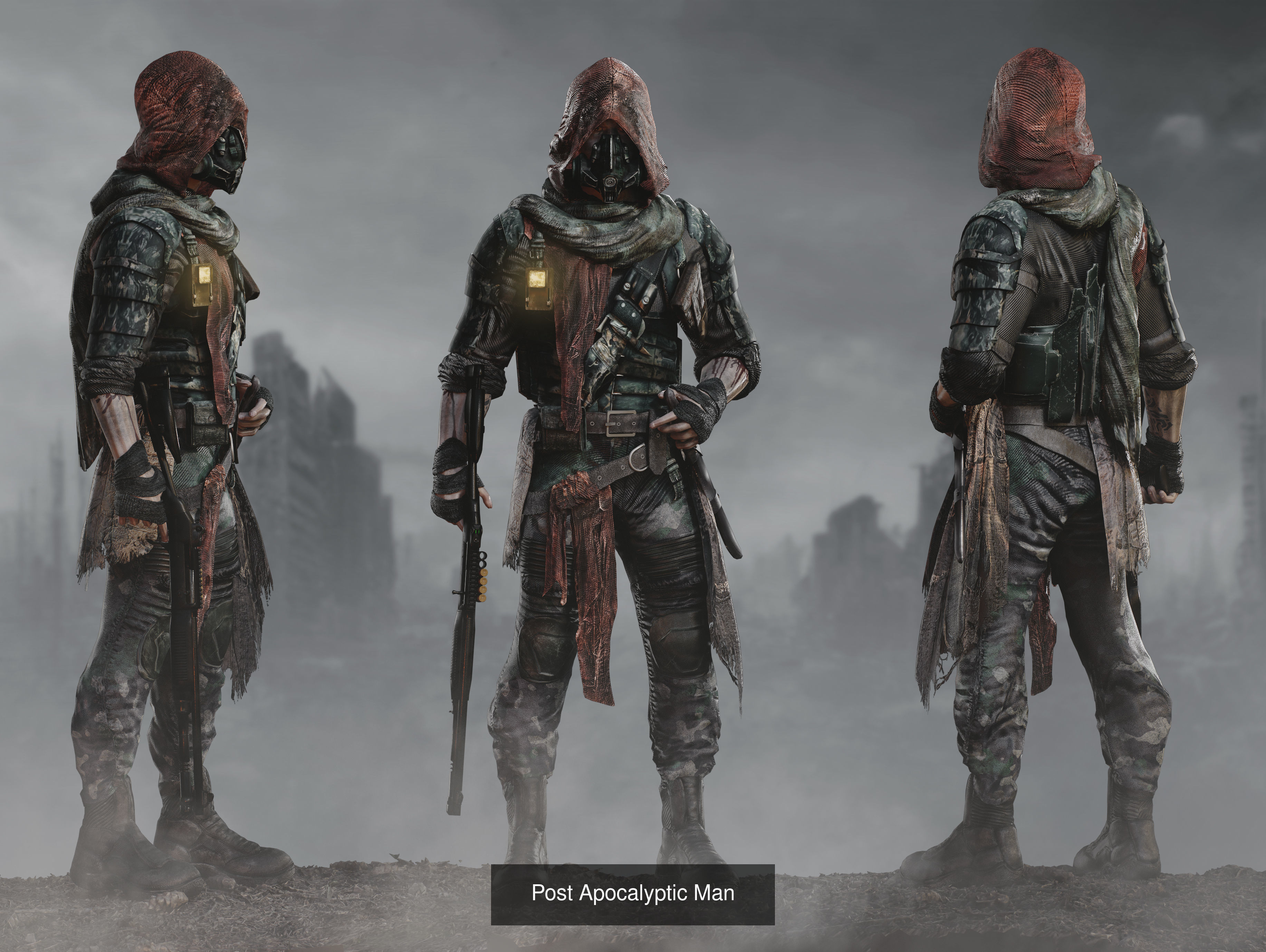 3D Model Collection Post Apocalyptic Characters pack VR / AR / low-poly ...