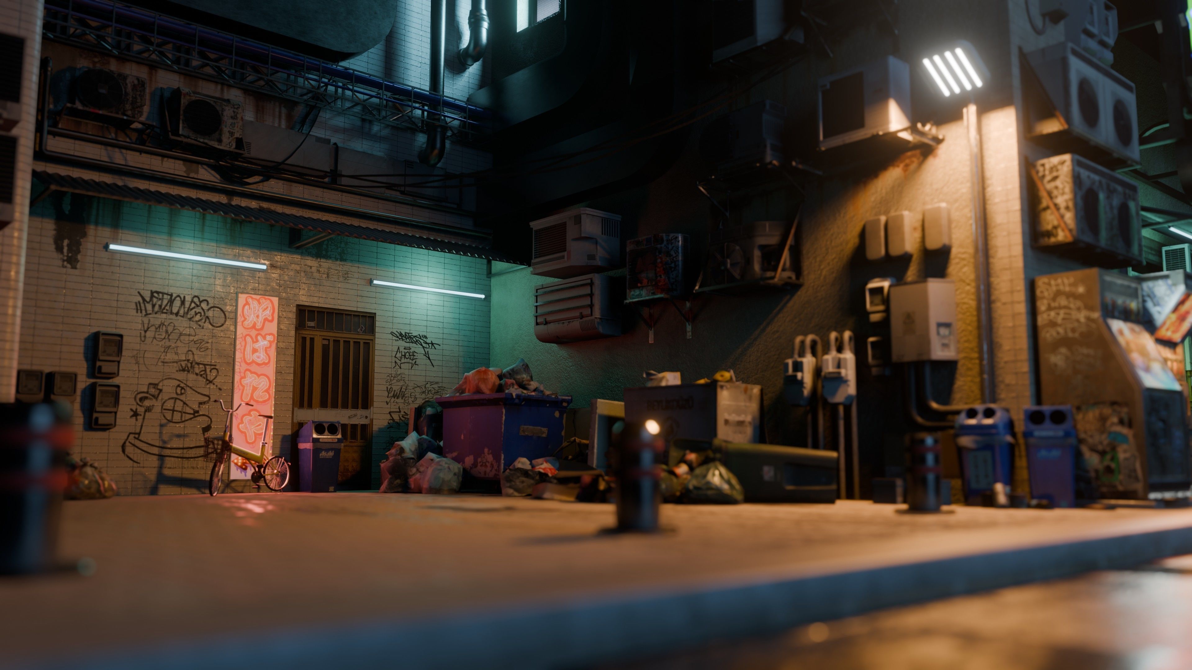 Fish Shop And Garbage Dump Cyberpunk Street Low-poly 3D model_12