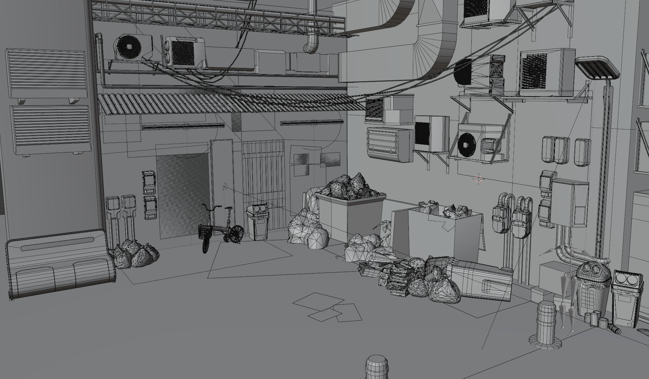 Fish Shop And Garbage Dump Cyberpunk Street Low-poly 3D model_16