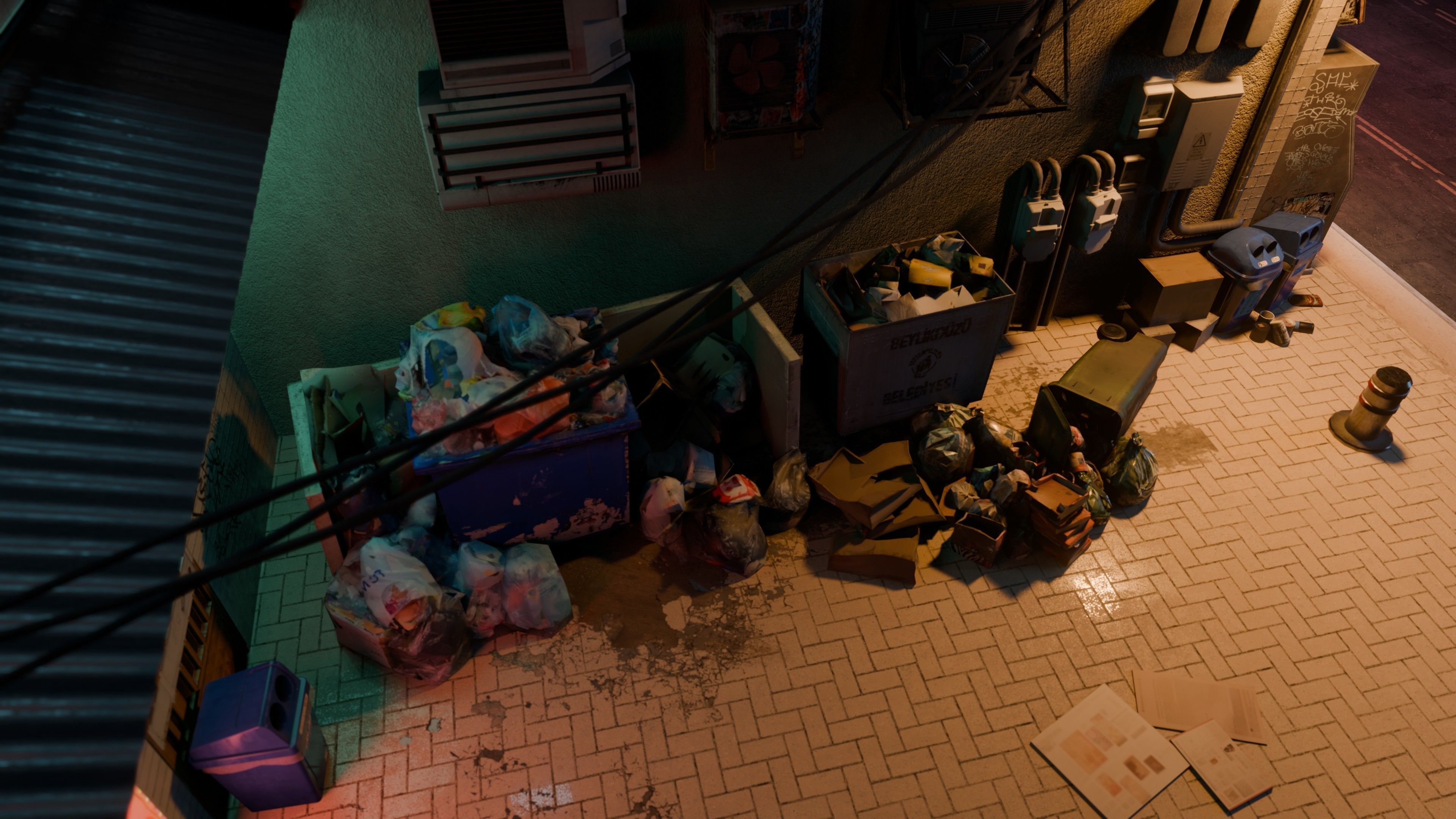 Fish Shop And Garbage Dump Cyberpunk Street Low-poly 3D model_5