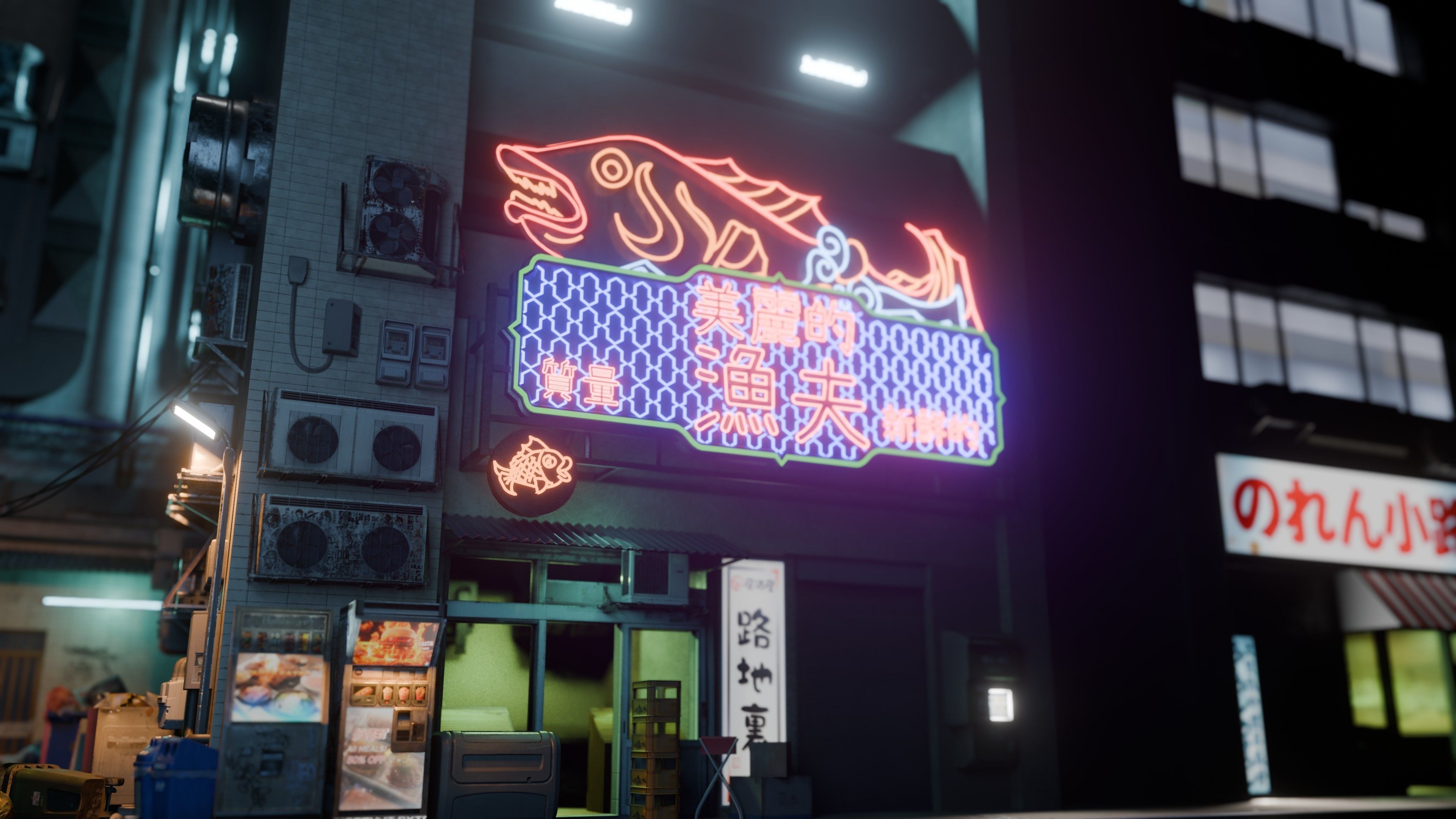 Fish Shop And Garbage Dump Cyberpunk Street Low-poly 3D model_13