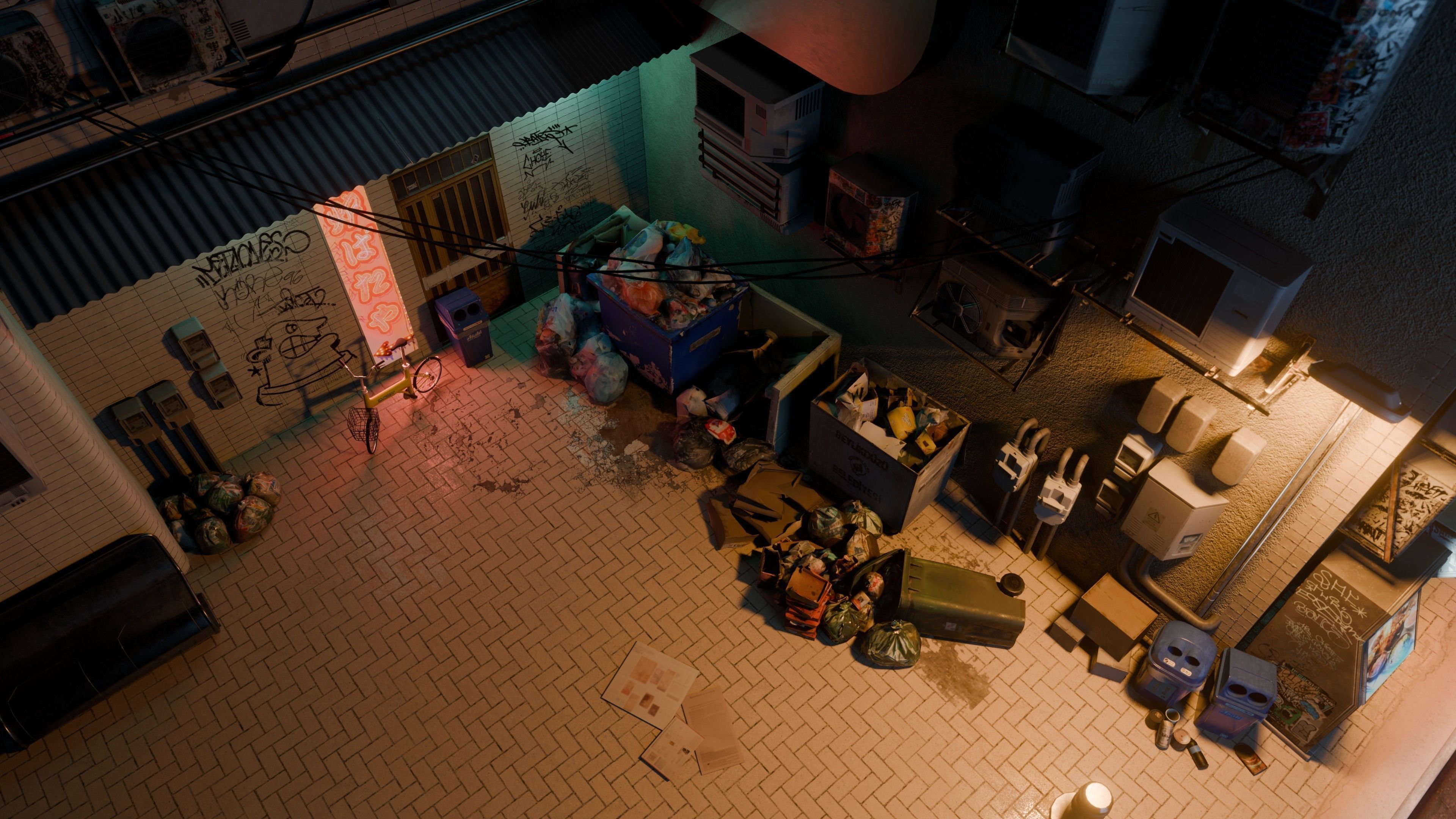 Fish Shop And Garbage Dump Cyberpunk Street Low-poly 3D model_6