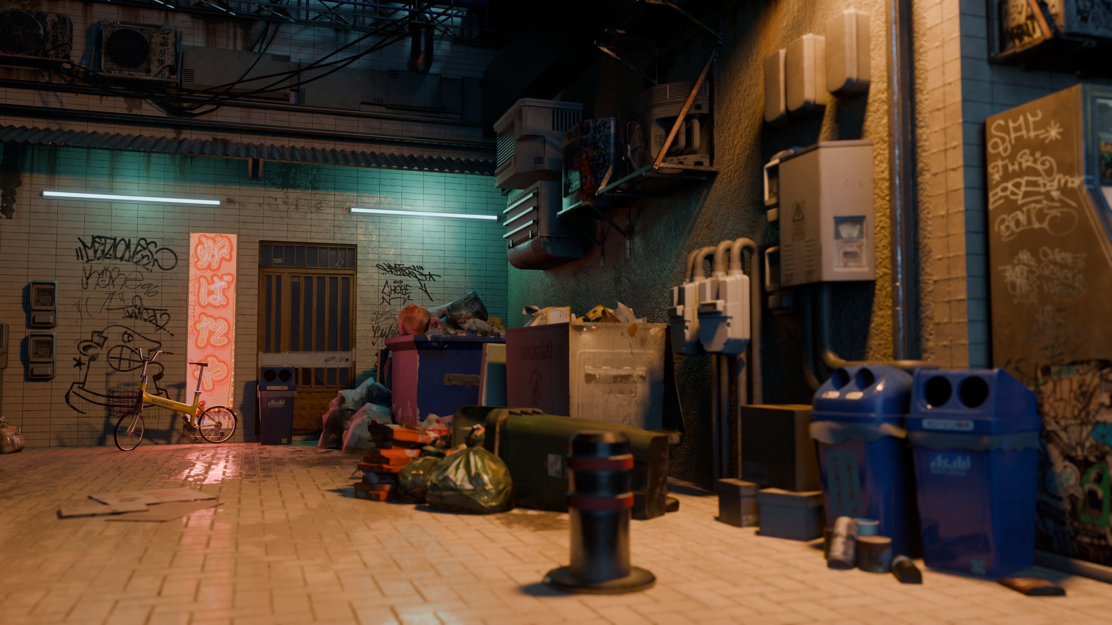 Fish Shop And Garbage Dump Cyberpunk Street Low-poly 3D model_14