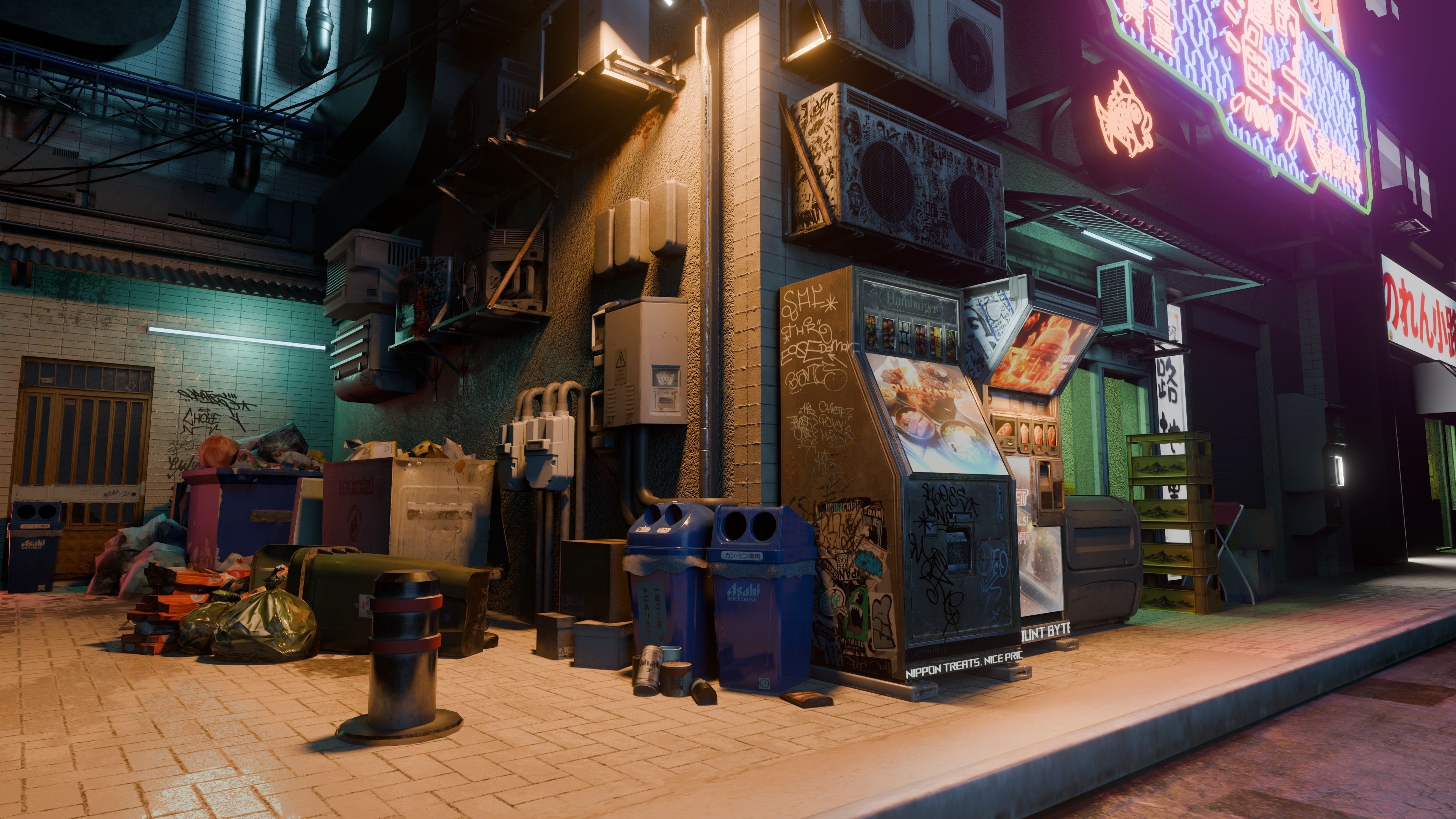 Fish Shop And Garbage Dump Cyberpunk Street Low-poly 3D model_4