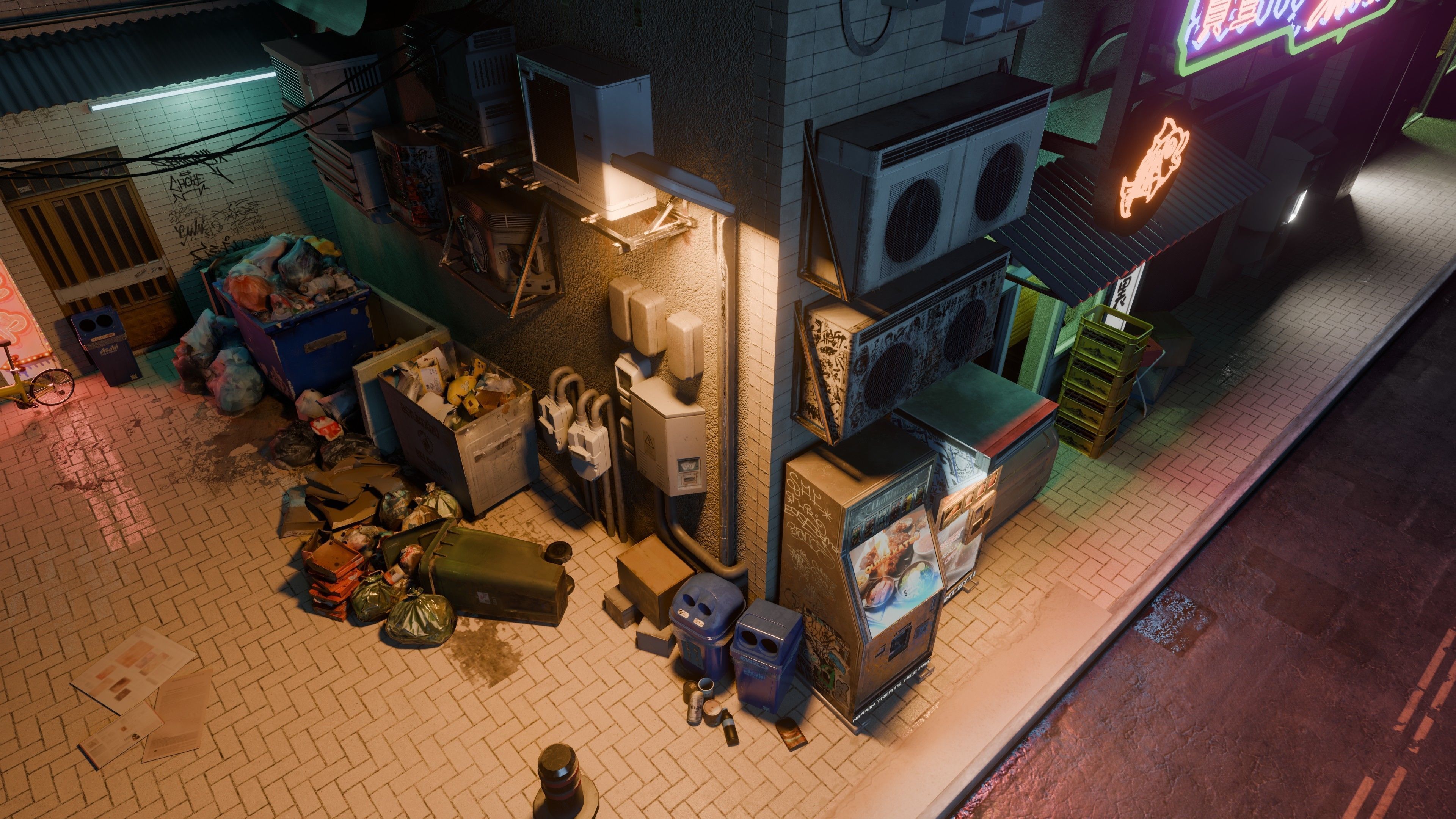 Fish Shop And Garbage Dump Cyberpunk Street Low-poly 3D model_8