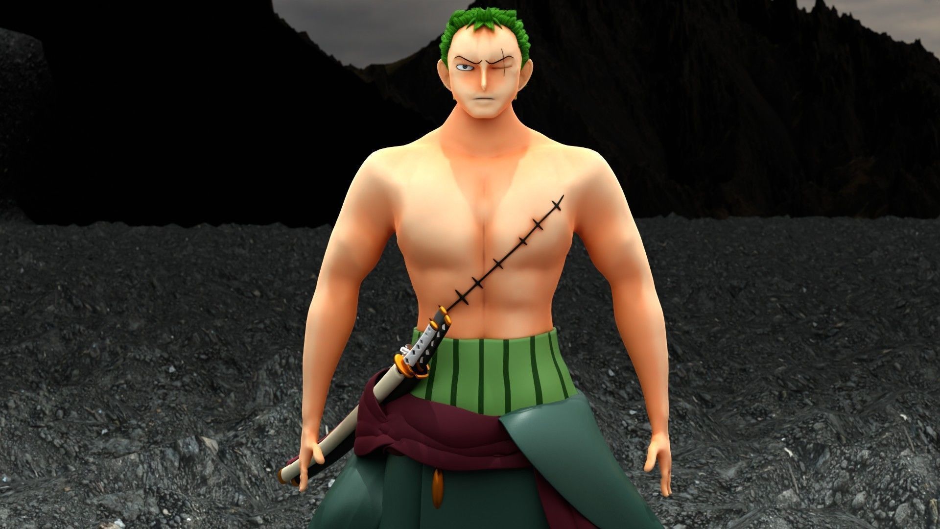 Roronoa Zoro Low-poly 3D model_2