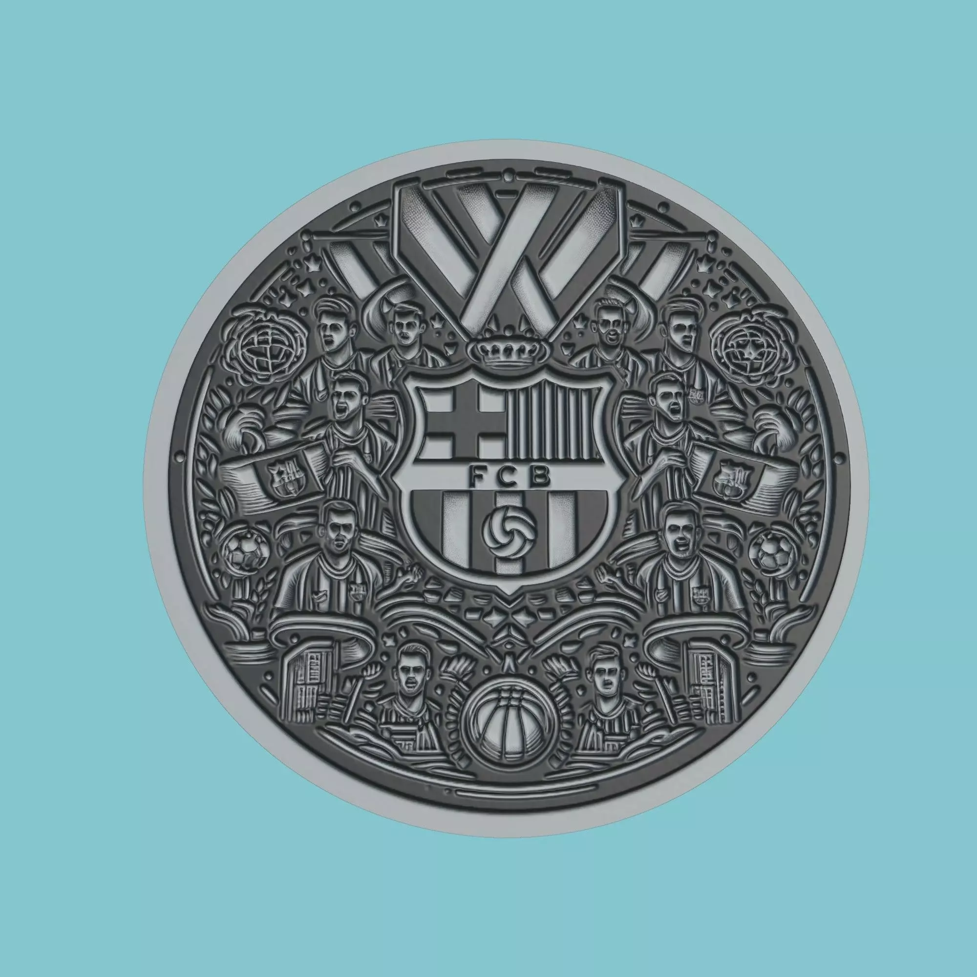 FC Barcelona Medallion Football 3D print model