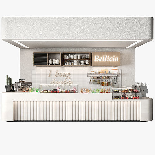 Design project for a coffee spot with desserts 3D model
