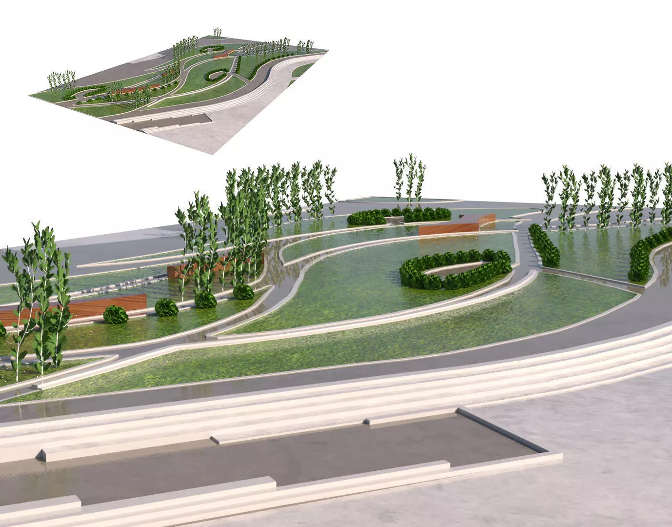 Low Poly Landmark Park 3D Model Low-poly 3D model_0