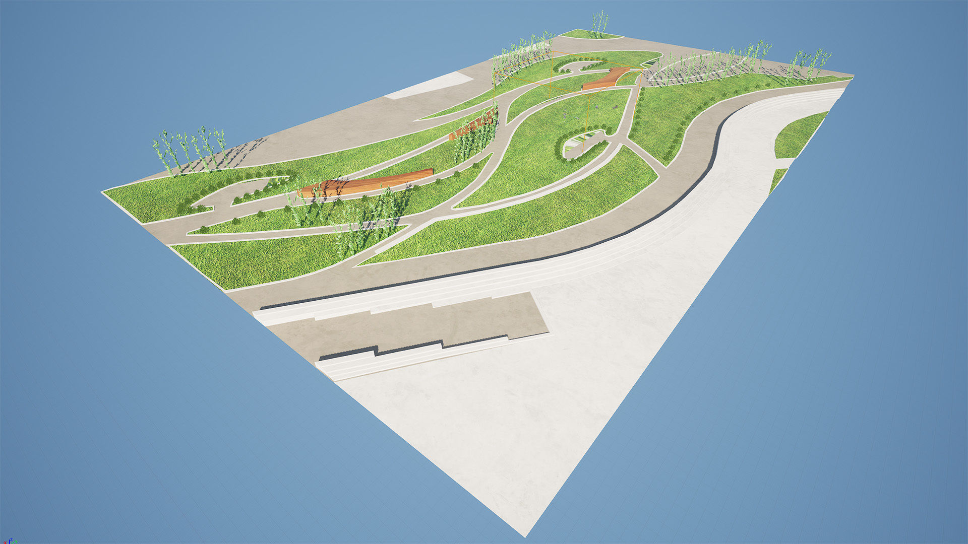 Low Poly Landmark Park 3D Model Low-poly 3D model_8
