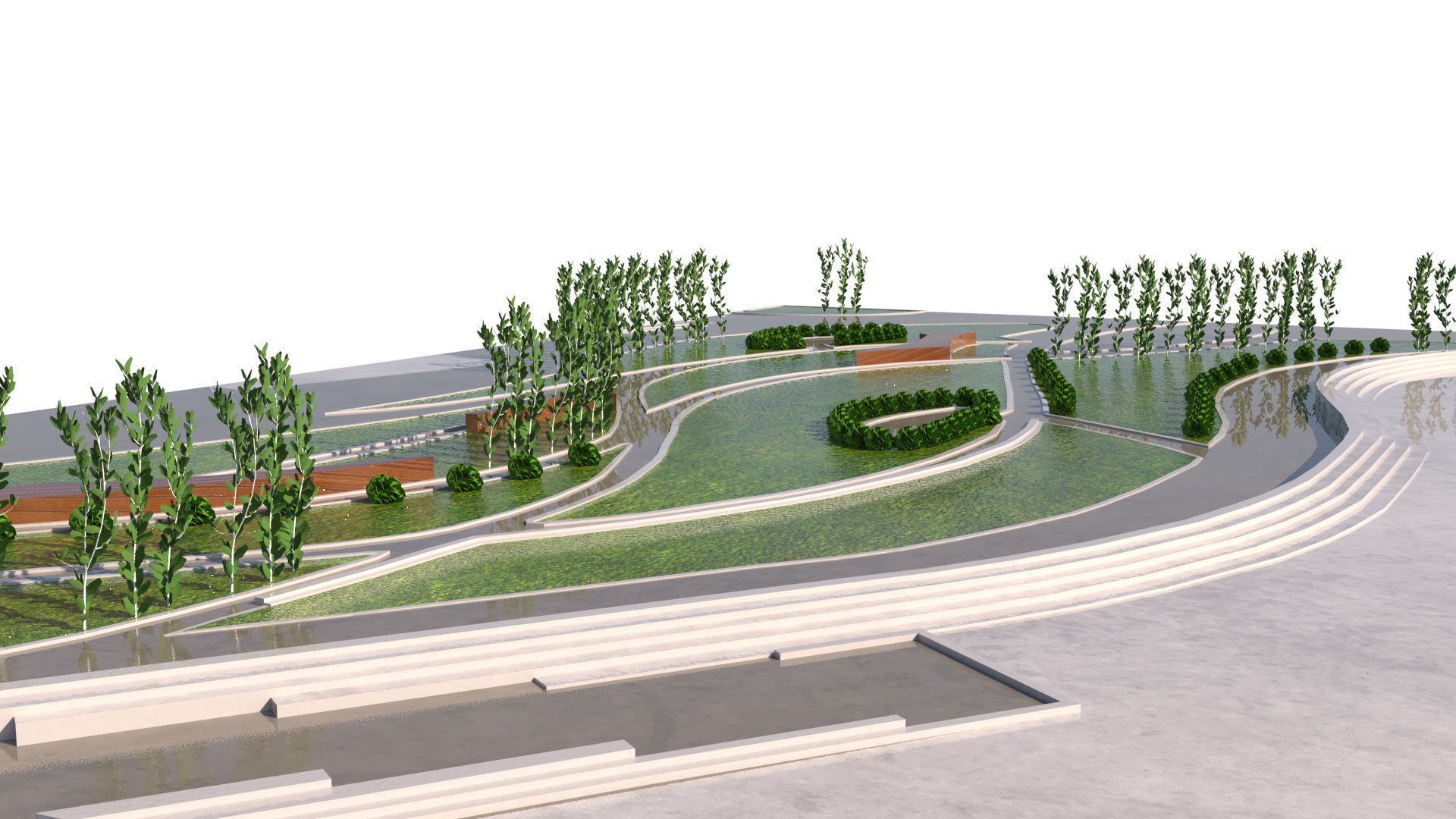 Low Poly Landmark Park 3D Model Low-poly 3D model_4