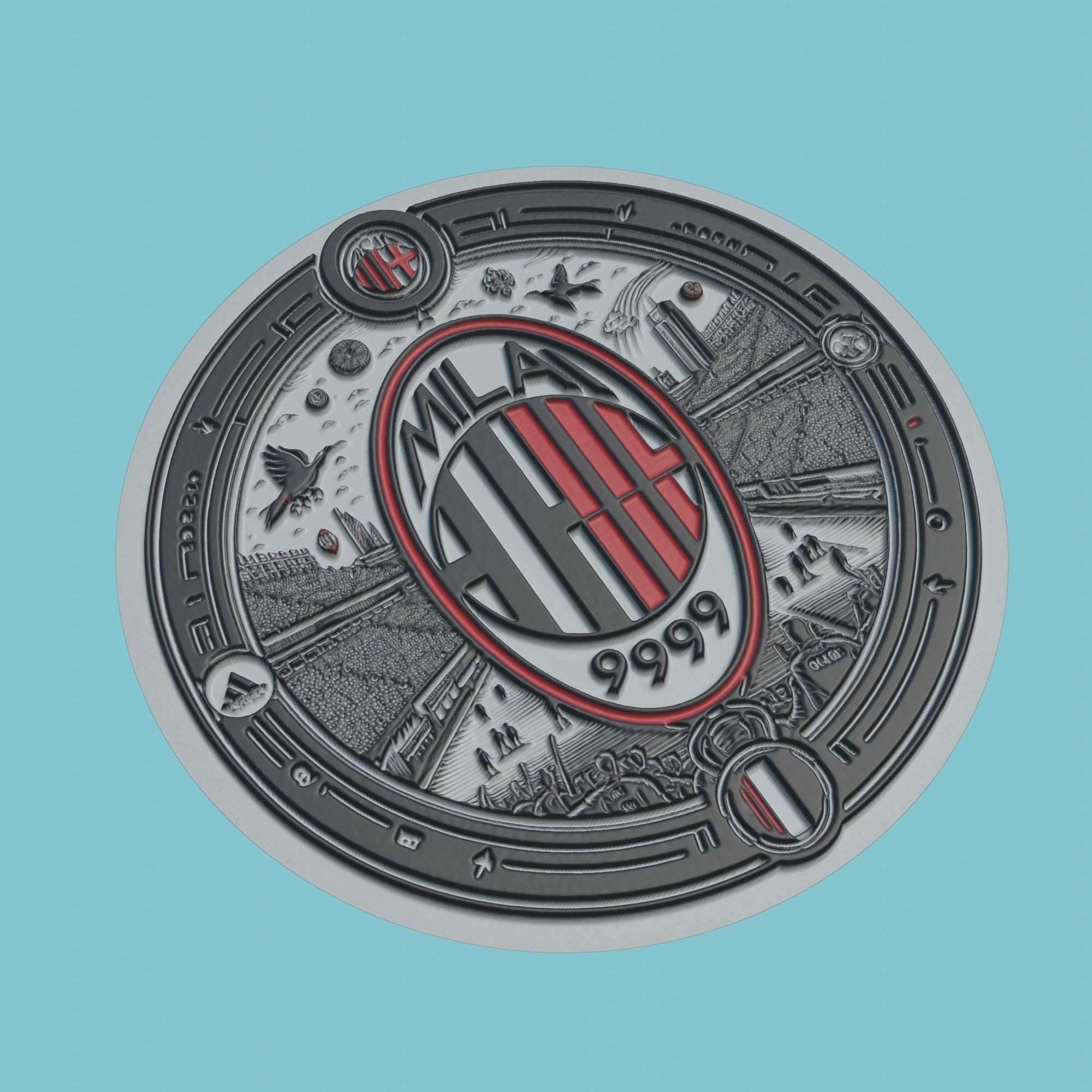 AC Milan Medallion Football 3D print model_1