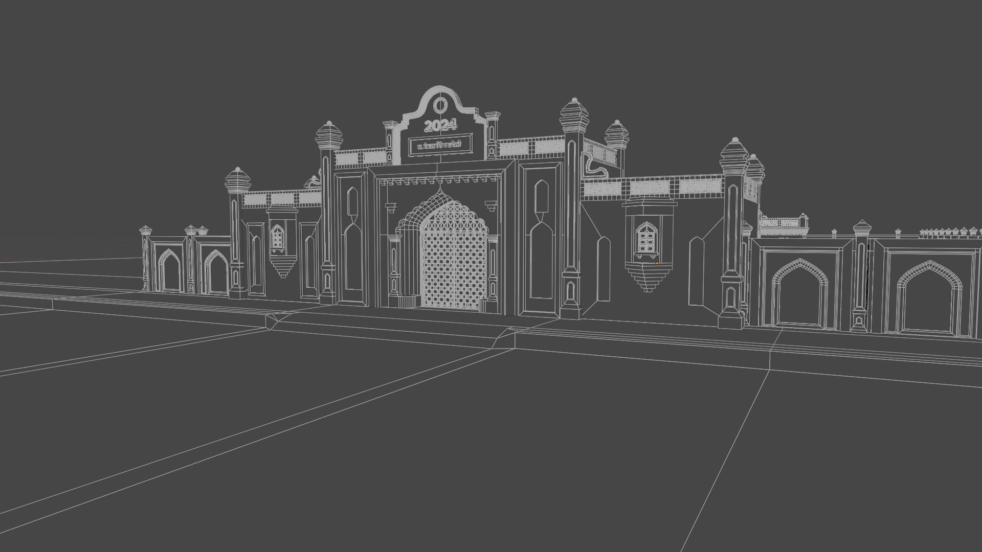 Indian architecture punjabi Haweli Low-poly 3D model_9