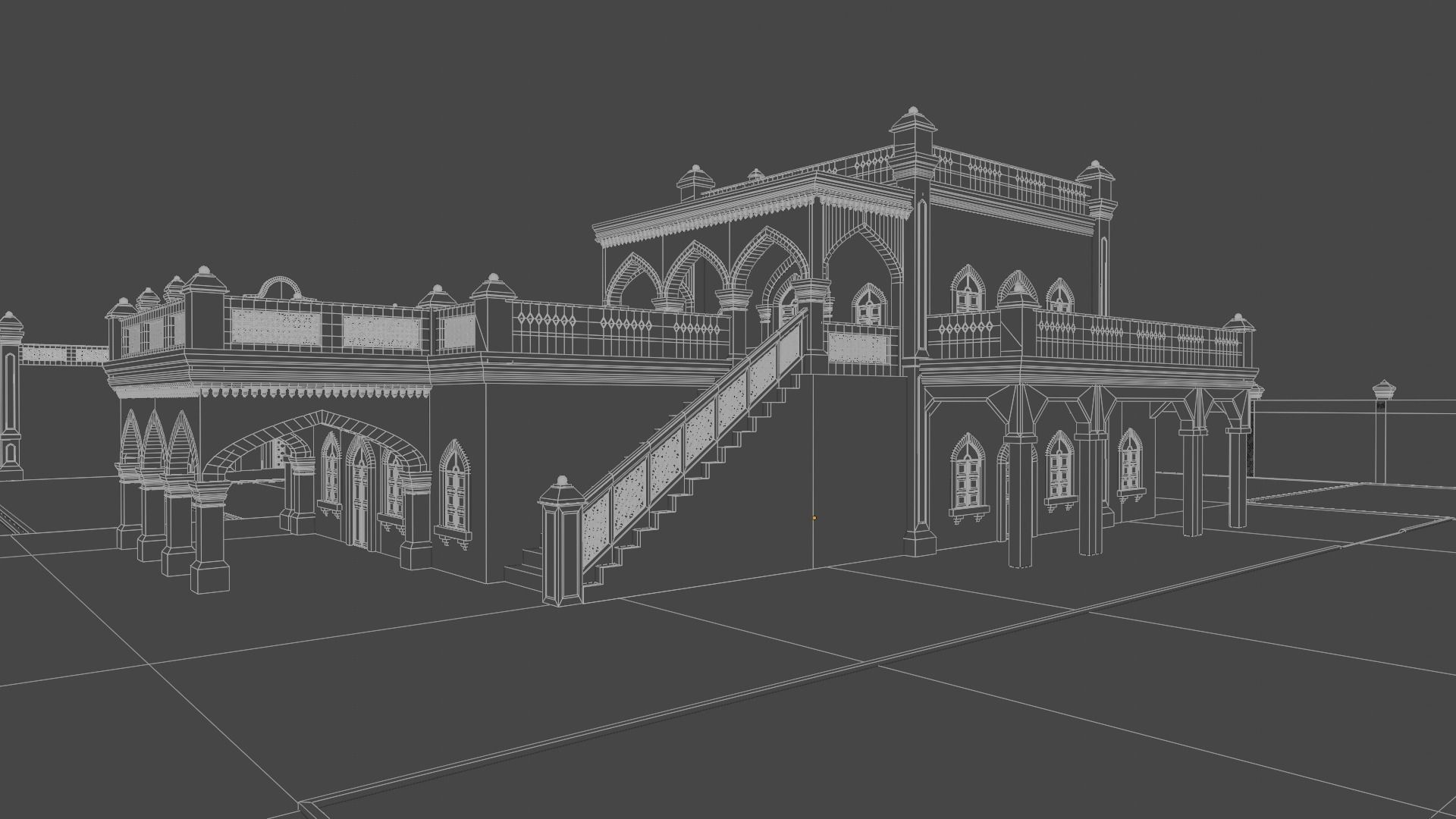 Indian architecture punjabi Haweli Low-poly 3D model_11